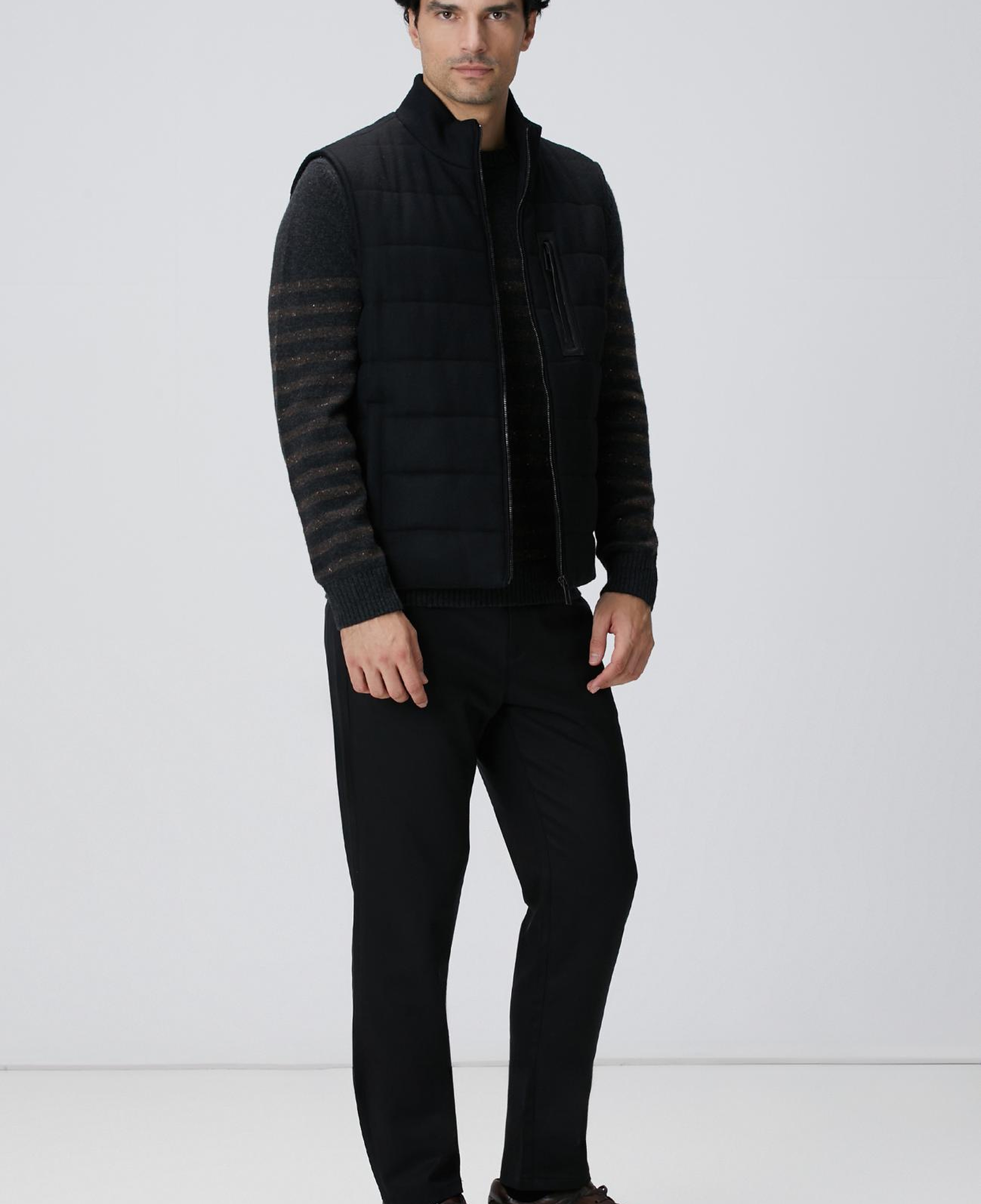 Network Erkek Antrasit Çizgi Desenli Yün Kaşmir Karışımlı Kazak
