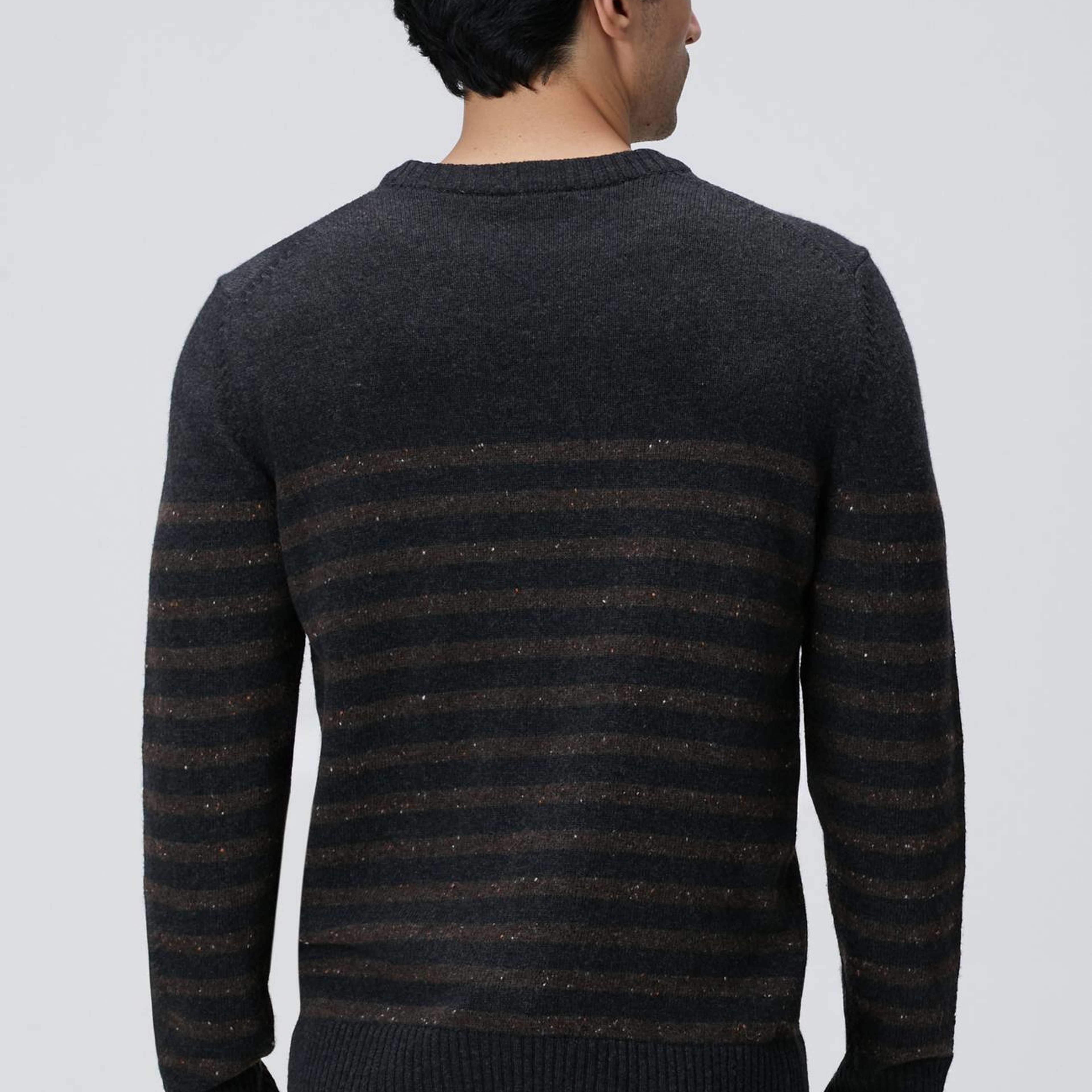 Network Erkek Antrasit Çizgi Desenli Yün Kaşmir Karışımlı Kazak
