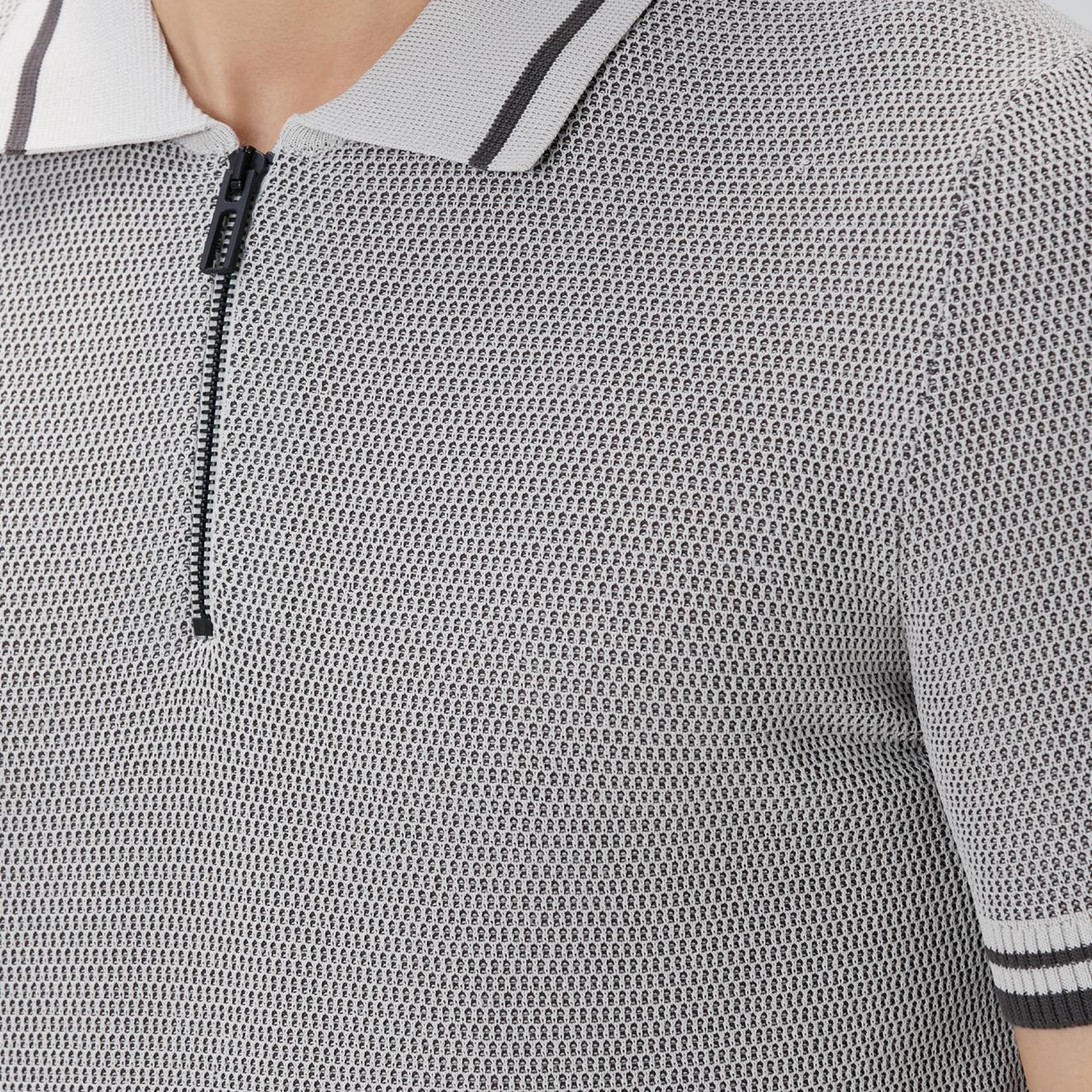 Network Erkek N-Tech Taş Polo Yaka Petek Desenli Triko Kazak