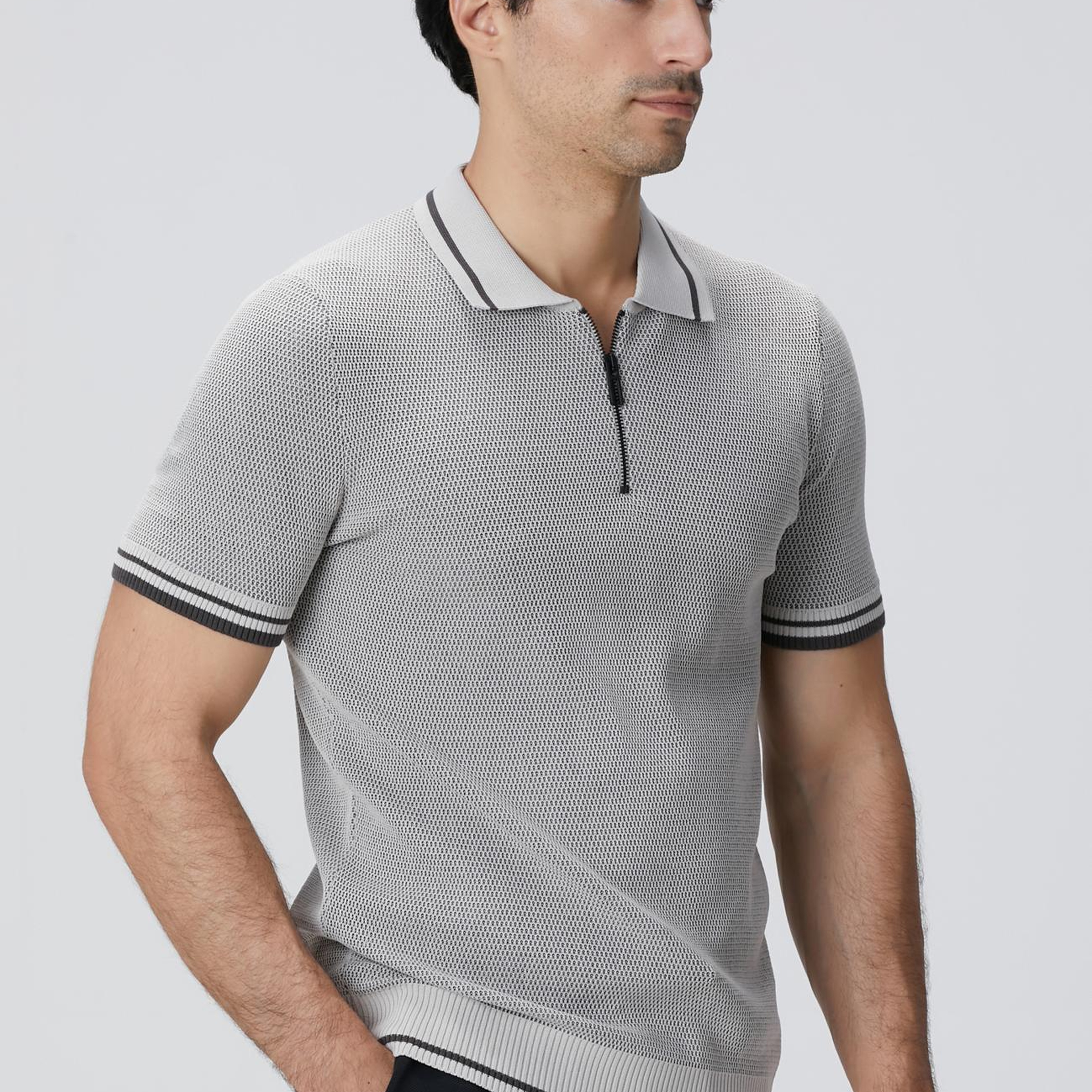 Network Erkek N-Tech Taş Polo Yaka Petek Desenli Triko Kazak