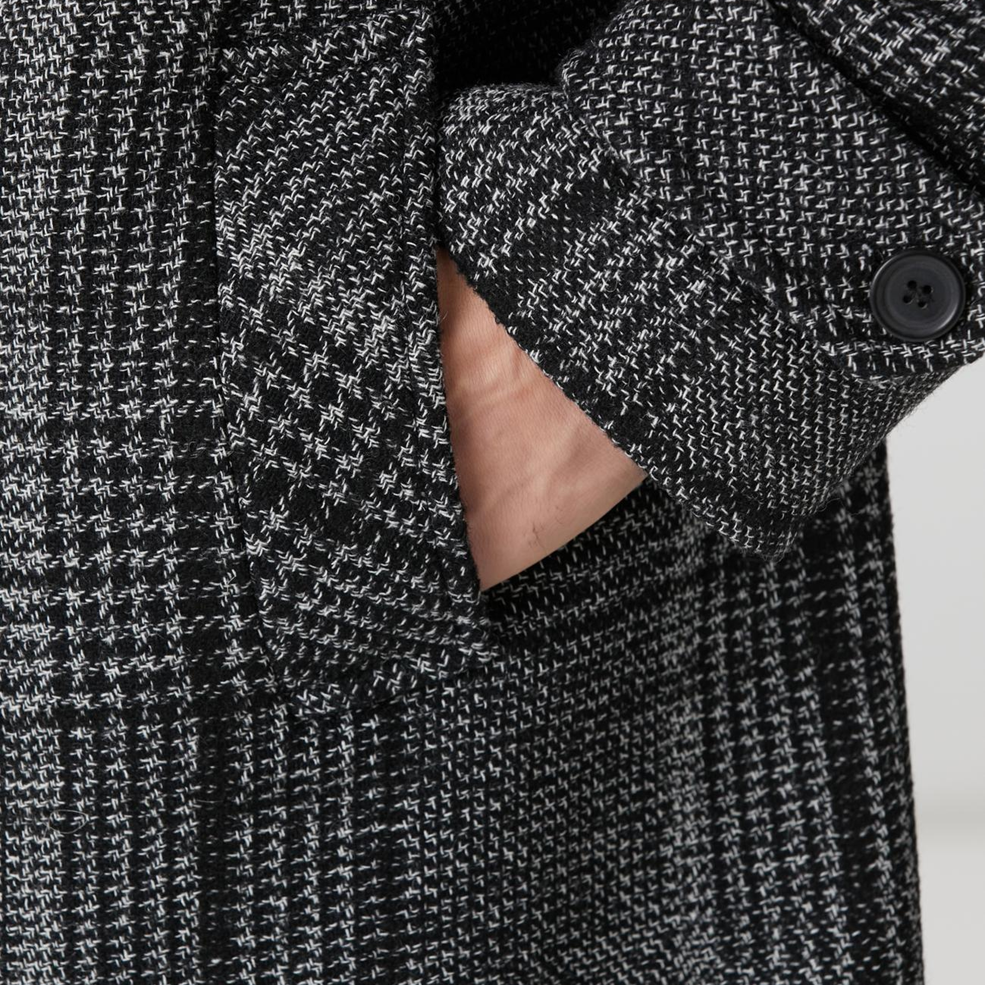 Network Erkek Siyah Yün Karışımlı Palto