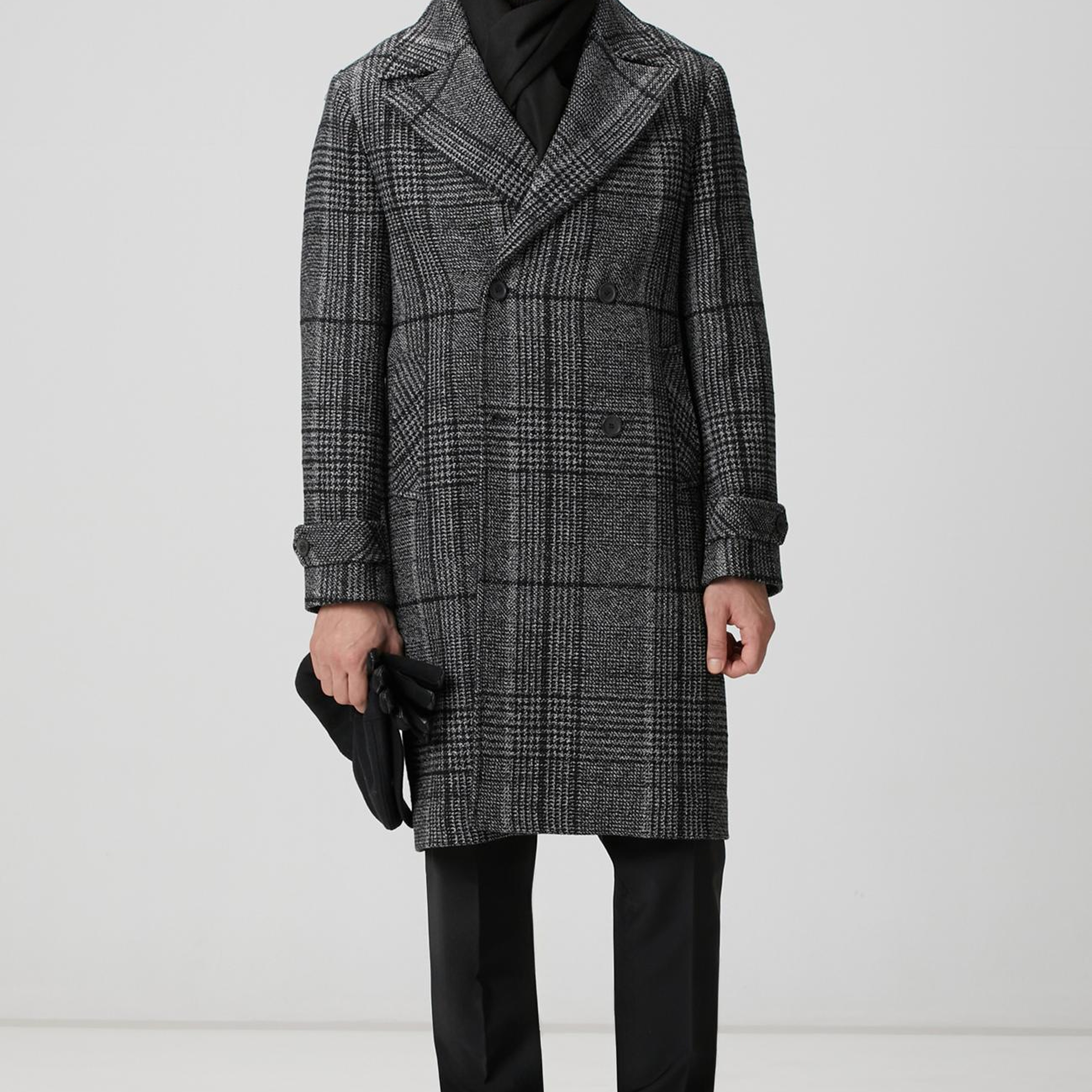 Network Erkek Siyah Yün Karışımlı Palto