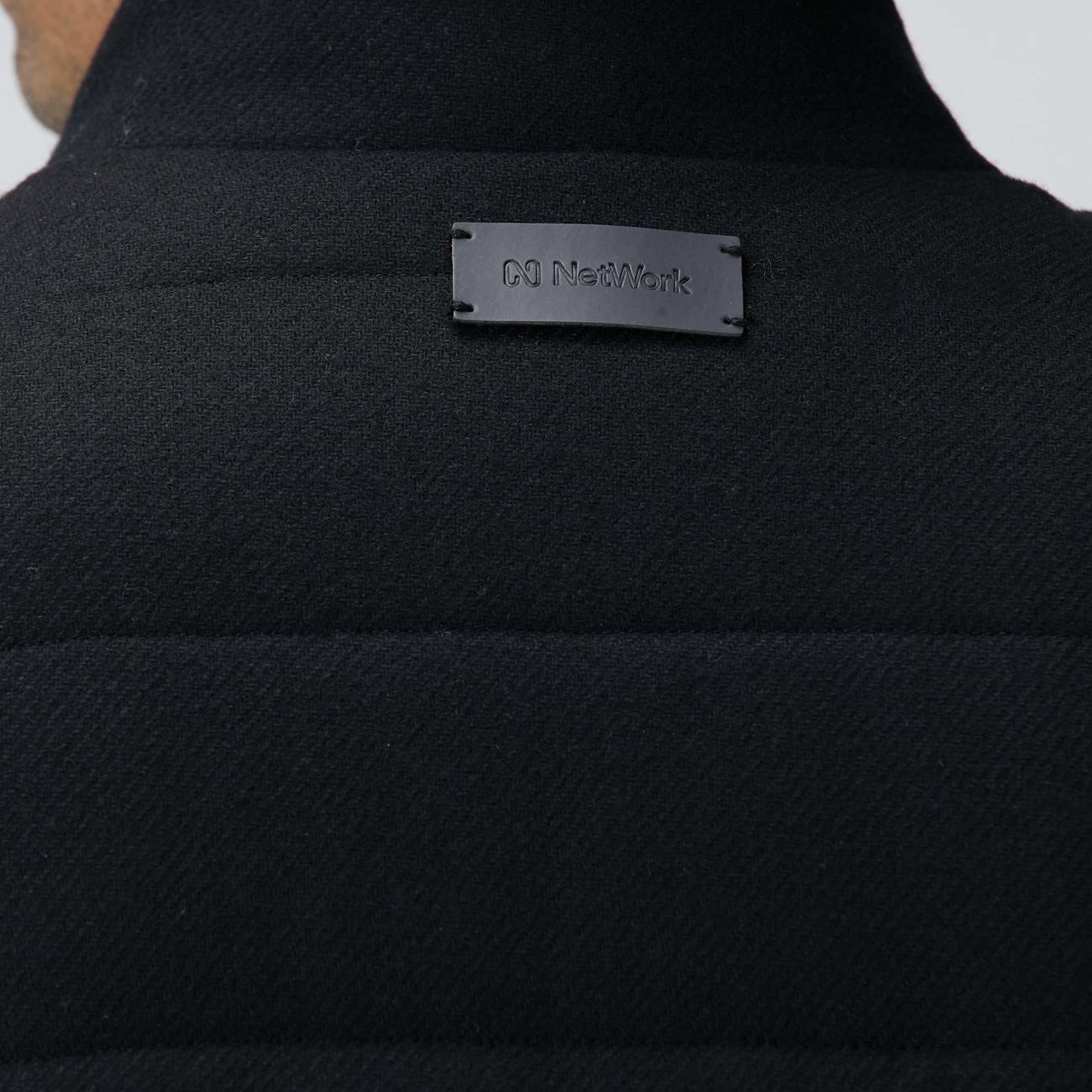 Network Erkek Siyah Yün Karışımlı Flanel Dik Yaka Casual Yelek