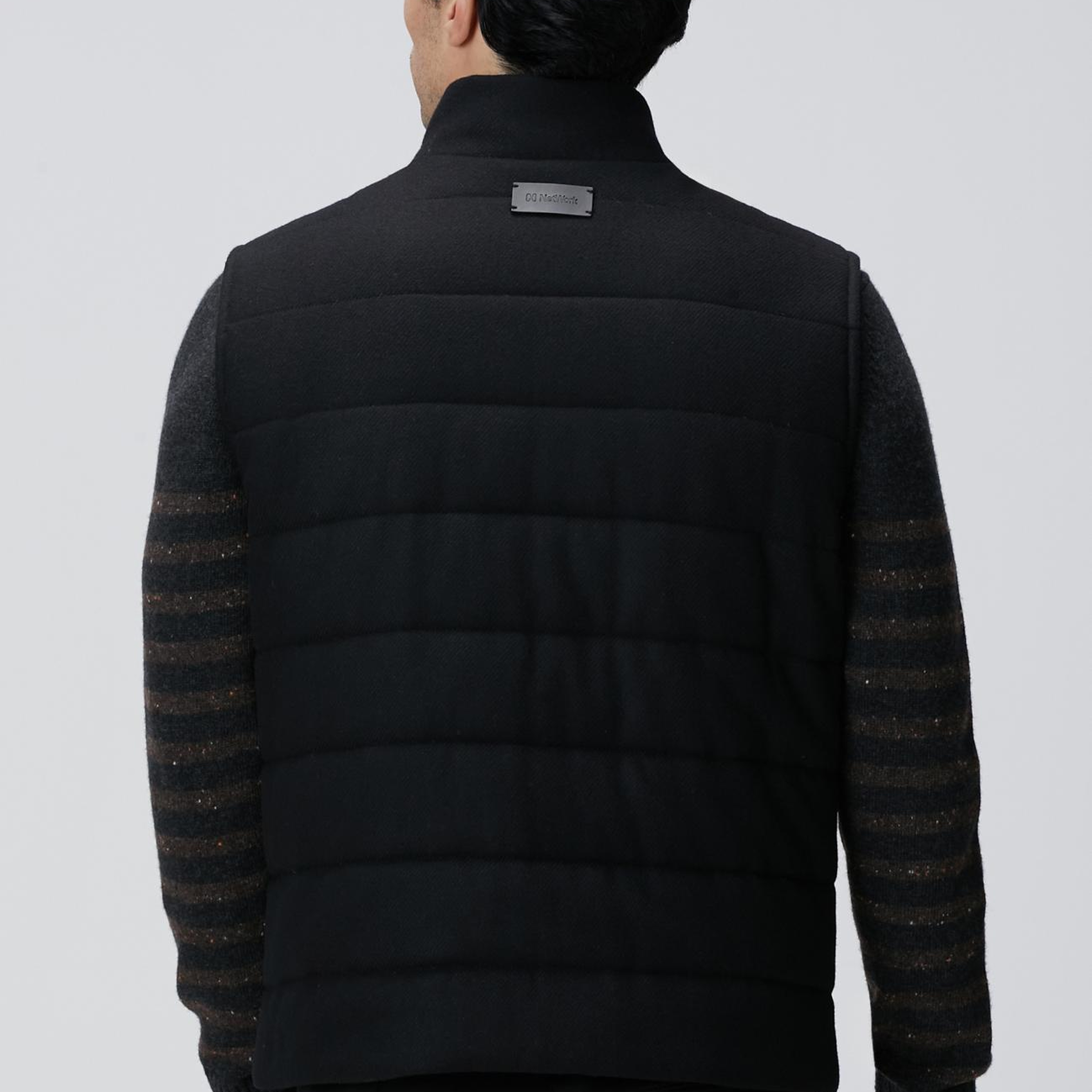 Network Erkek Siyah Yün Karışımlı Flanel Dik Yaka Casual Yelek
