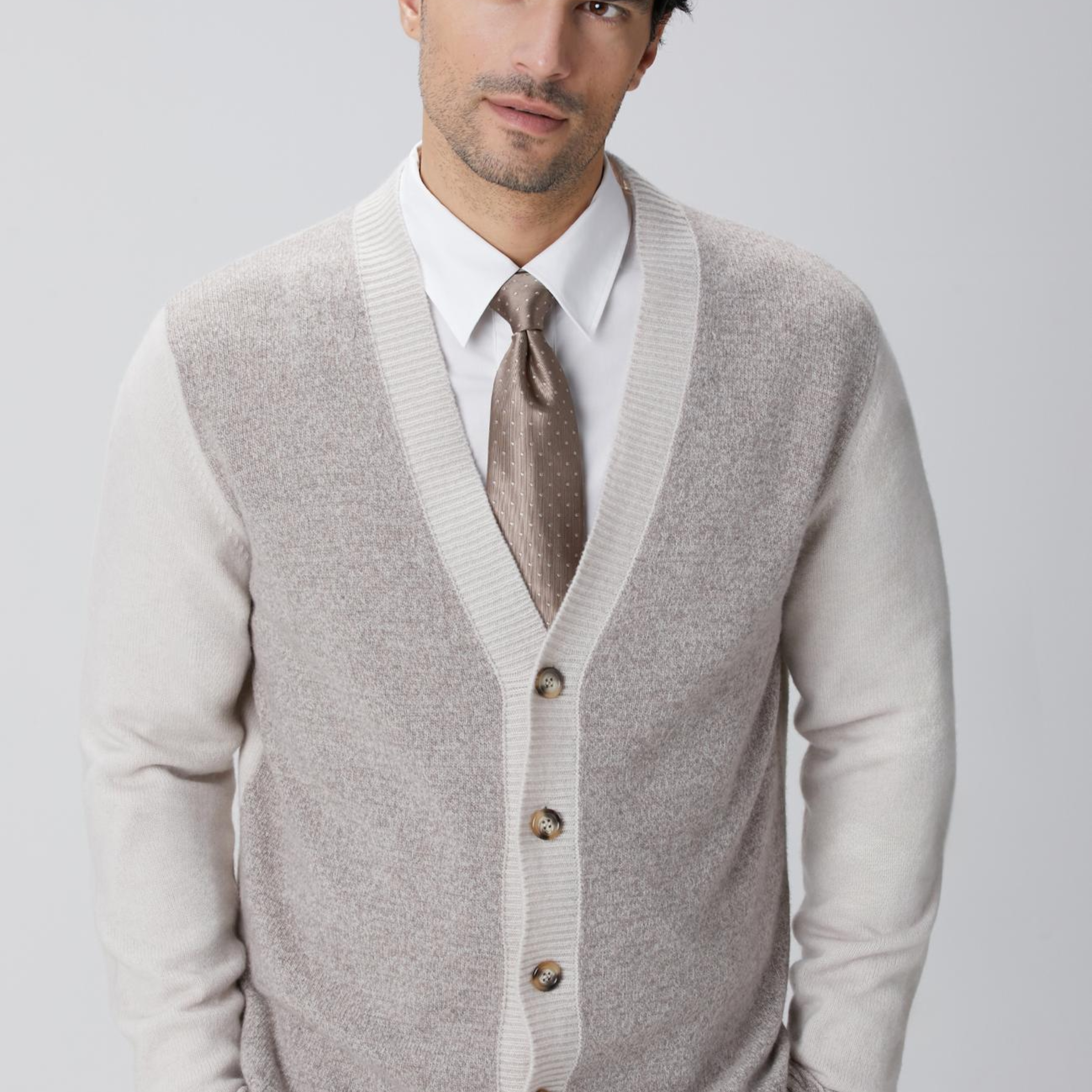 Network Erkek Limited Bej Melanj Yün Kaşmir Karışımlı Hırka