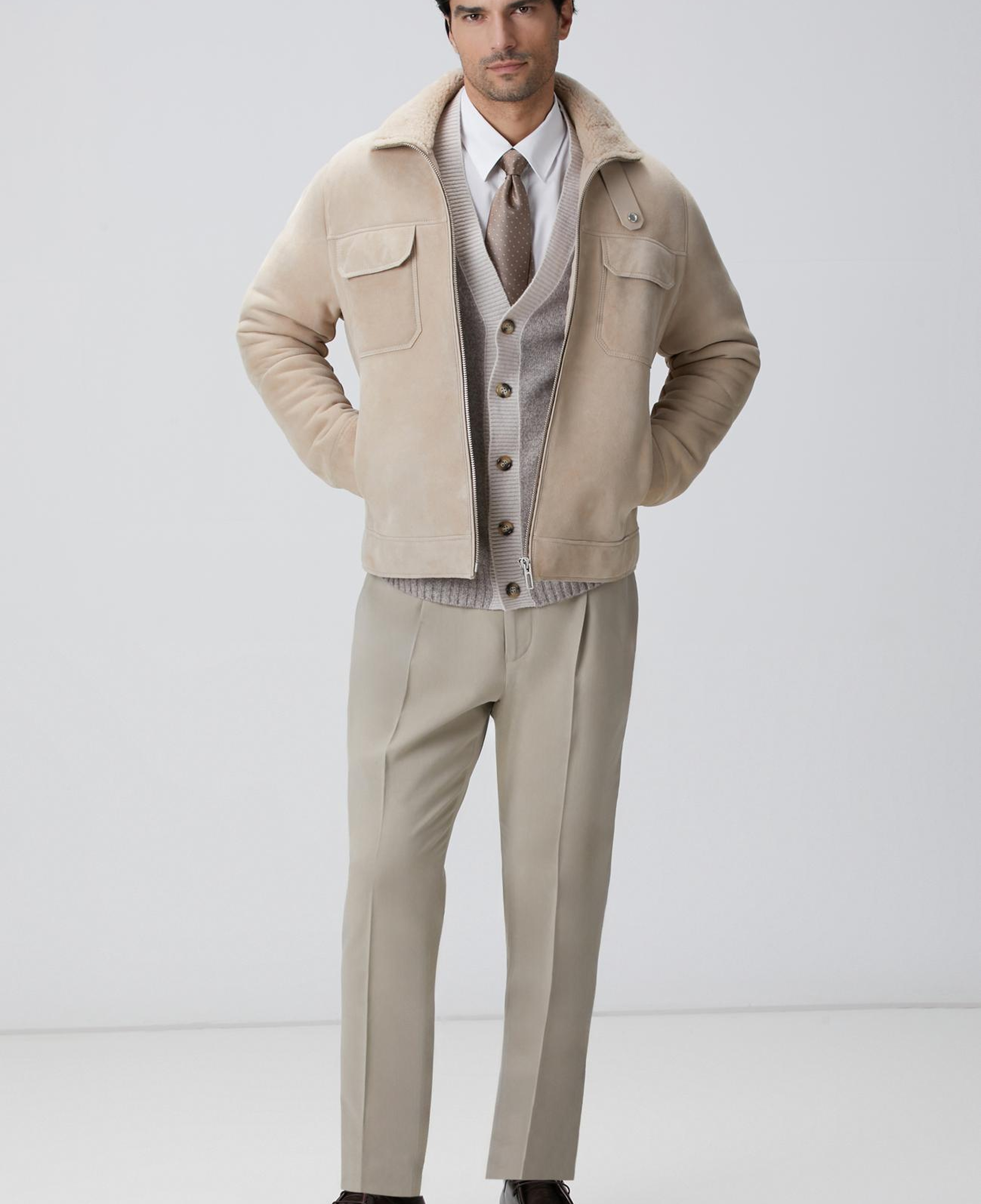 Network Erkek Limited Bej Melanj Yün Kaşmir Karışımlı Hırka