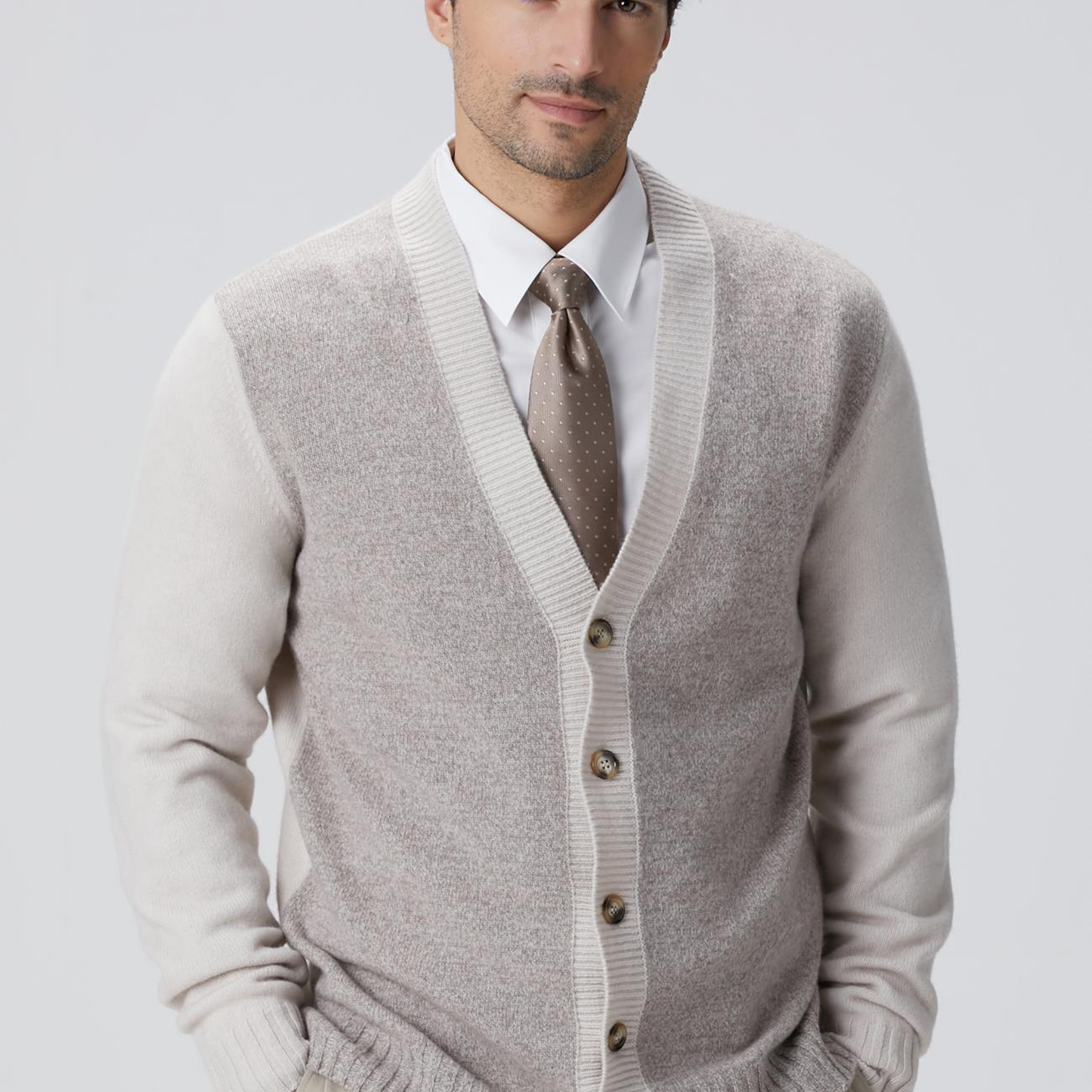 Network Erkek Limited Bej Melanj Yün Kaşmir Karışımlı Hırka