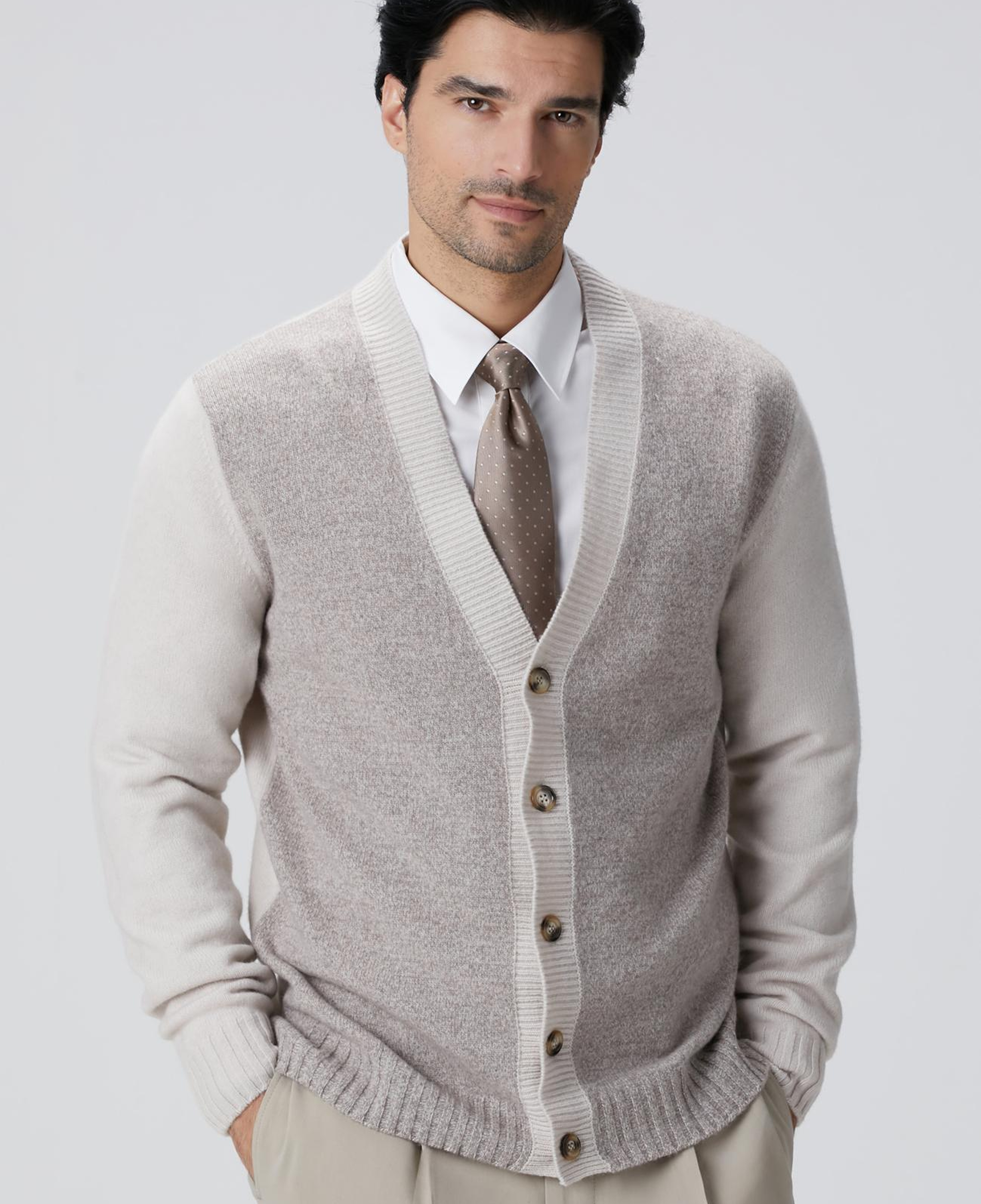 Network Erkek Limited Bej Melanj Yün Kaşmir Karışımlı Hırka