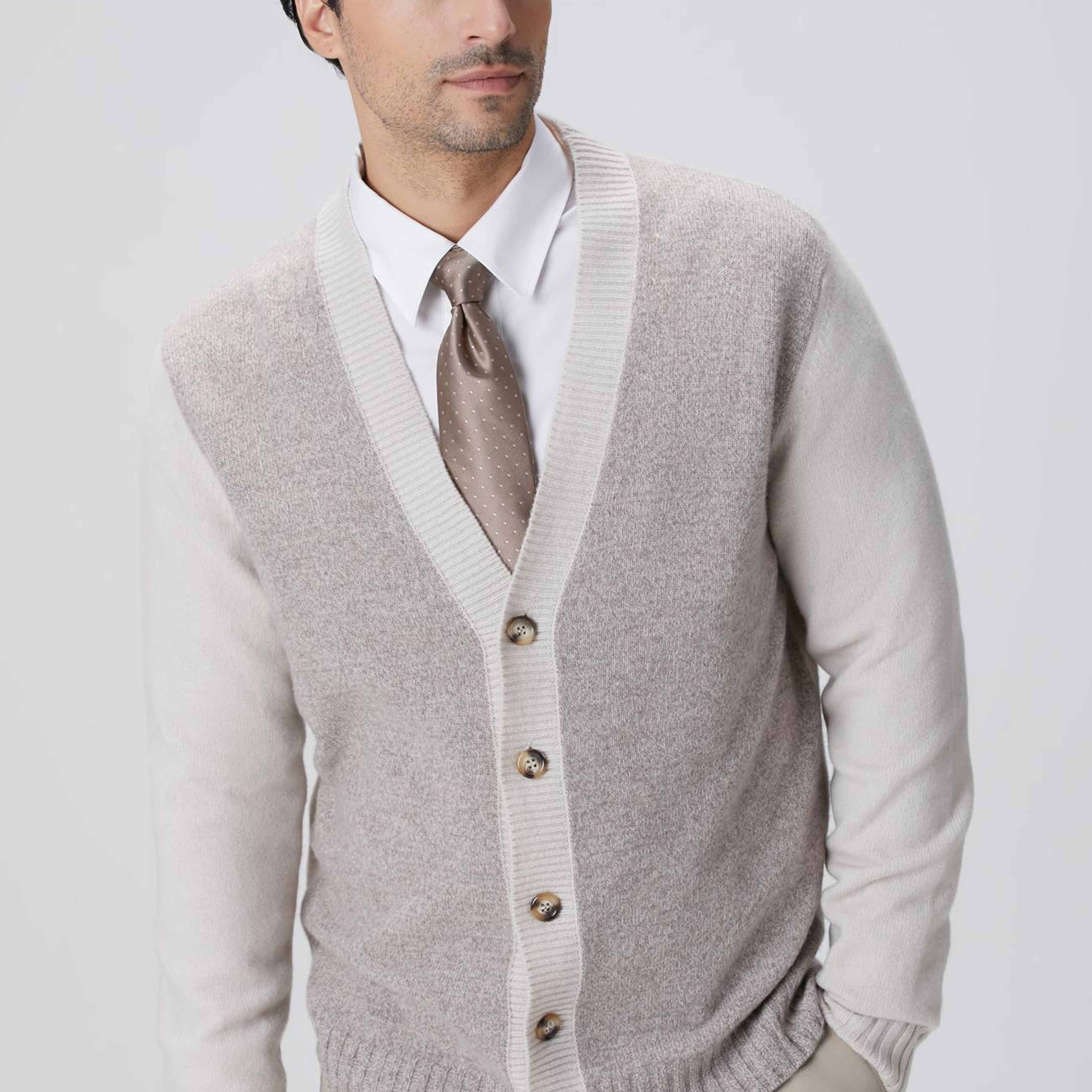 Network Erkek Limited Bej Melanj Yün Kaşmir Karışımlı Hırka