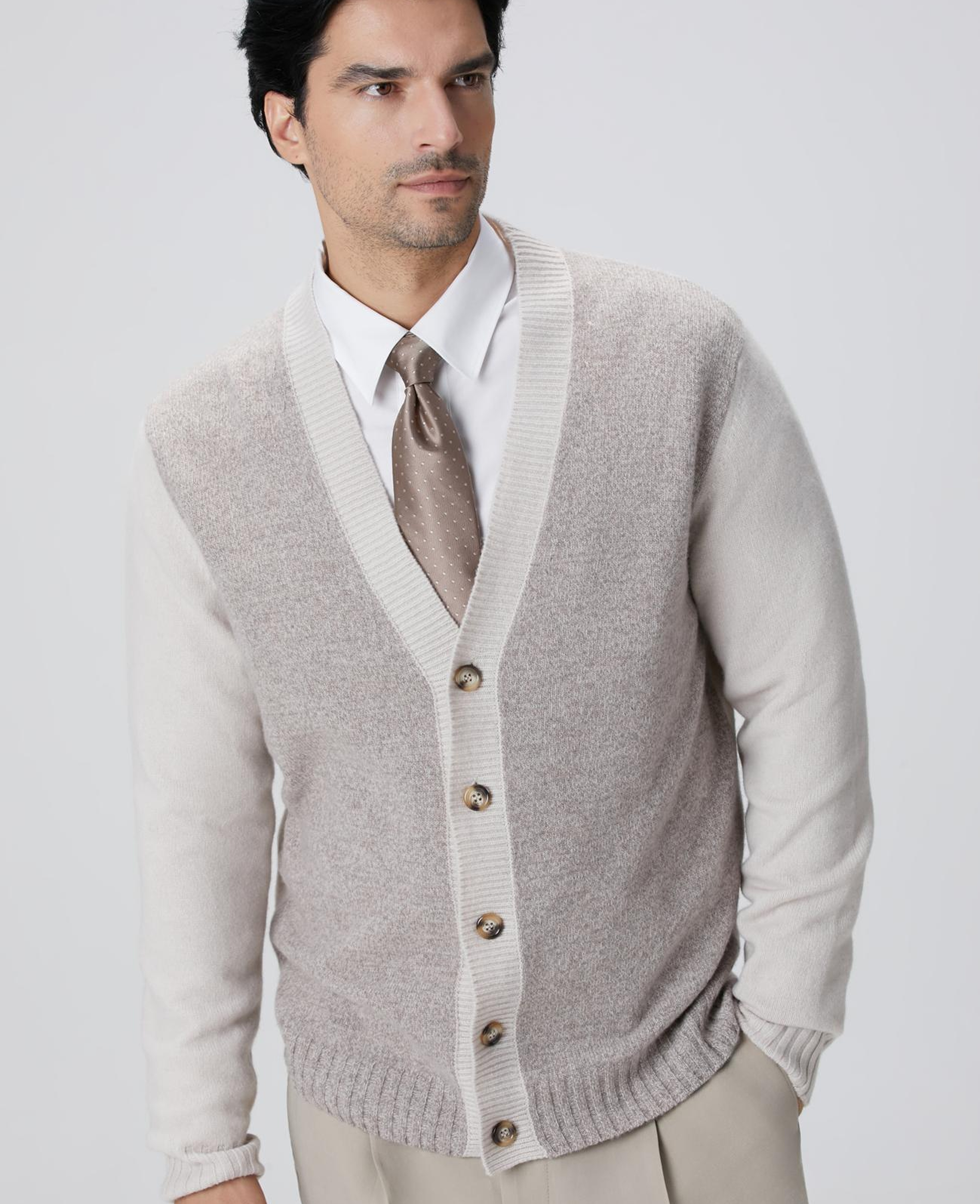 Network Erkek Limited Bej Melanj Yün Kaşmir Karışımlı Hırka