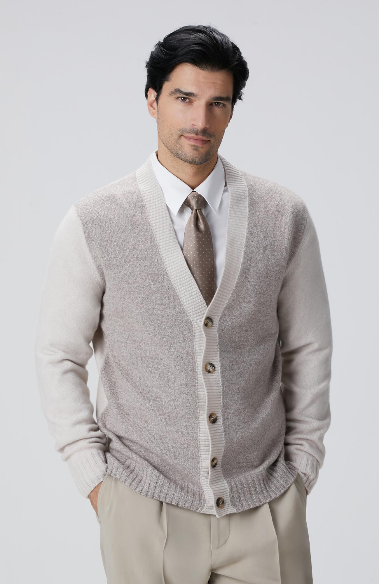 Network Erkek Limited Bej Melanj Yün Kaşmir Karışımlı Hırka