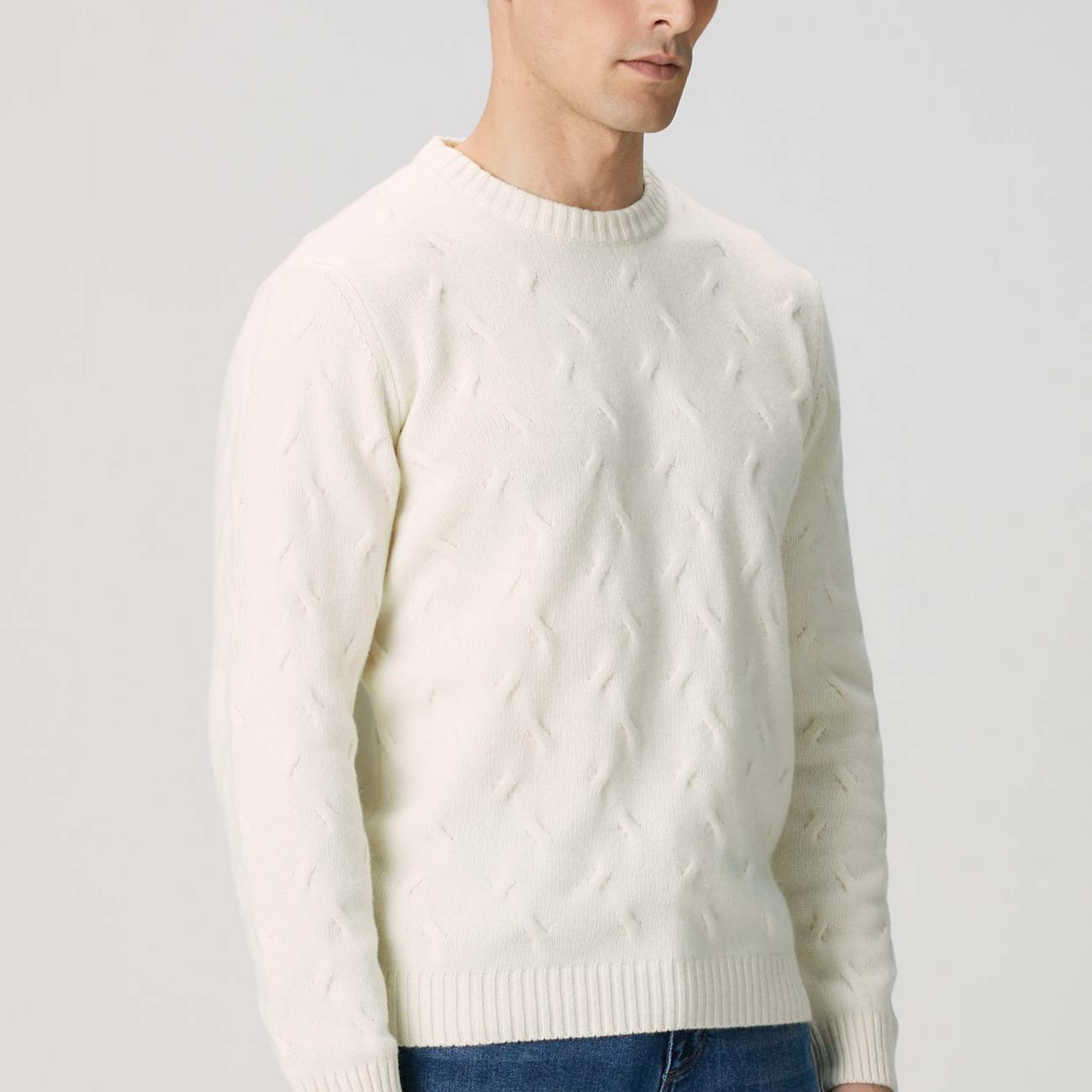 Network Erkek Limited Kırık Beyaz Yün Kaşmir Karışımlı Triko