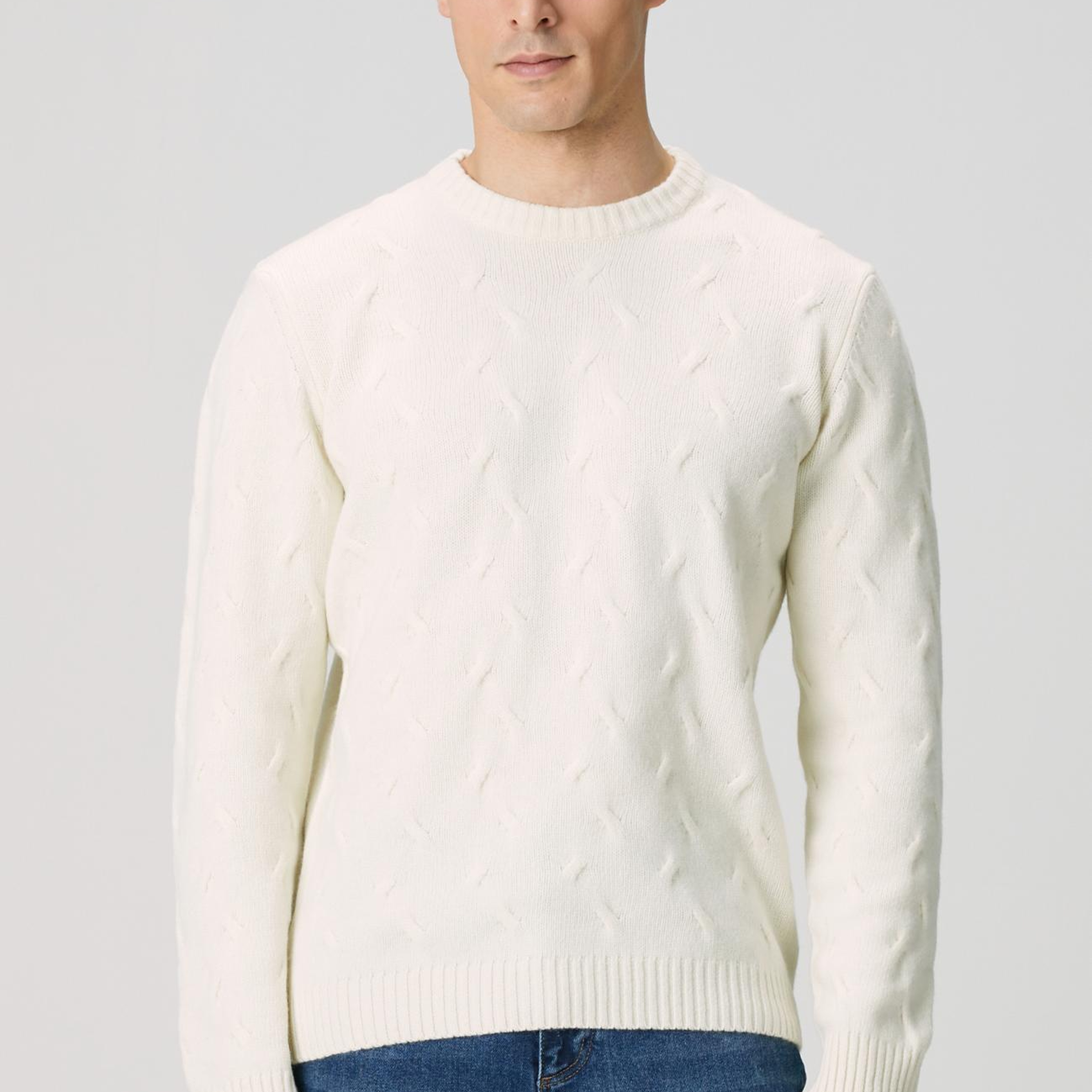 Network Erkek Limited Kırık Beyaz Yün Kaşmir Karışımlı Triko