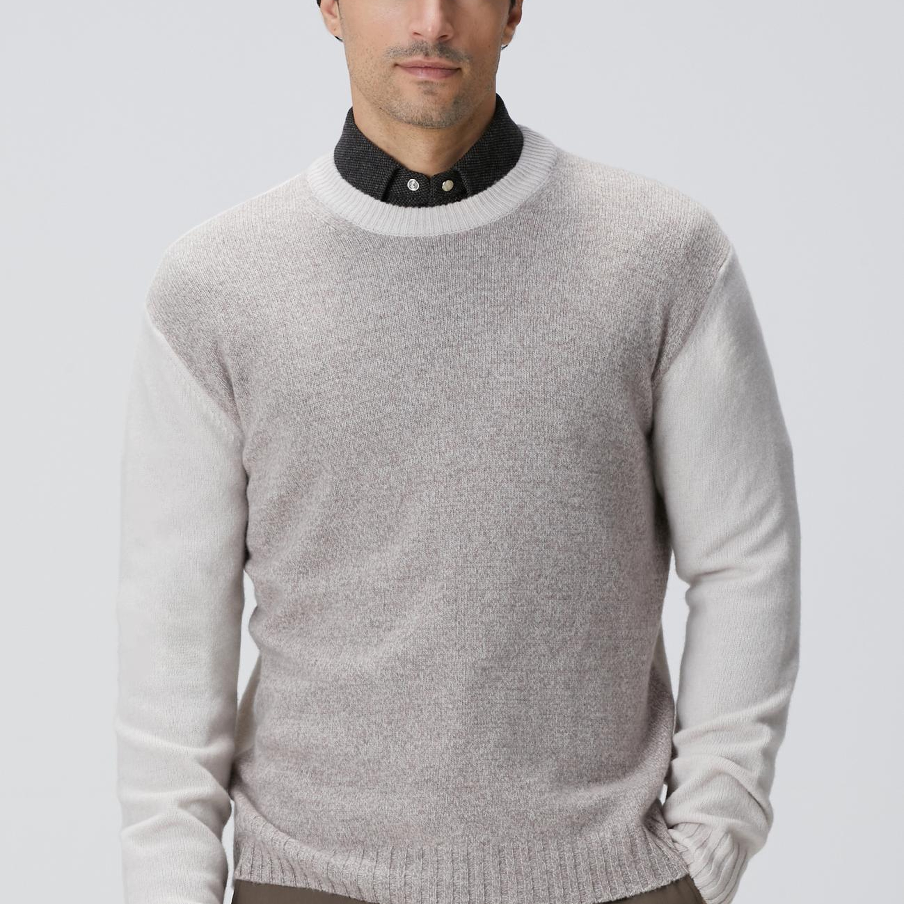 Network Erkek Limited Bej Melanj Yün Kaşmir Karışım Triko Kazak