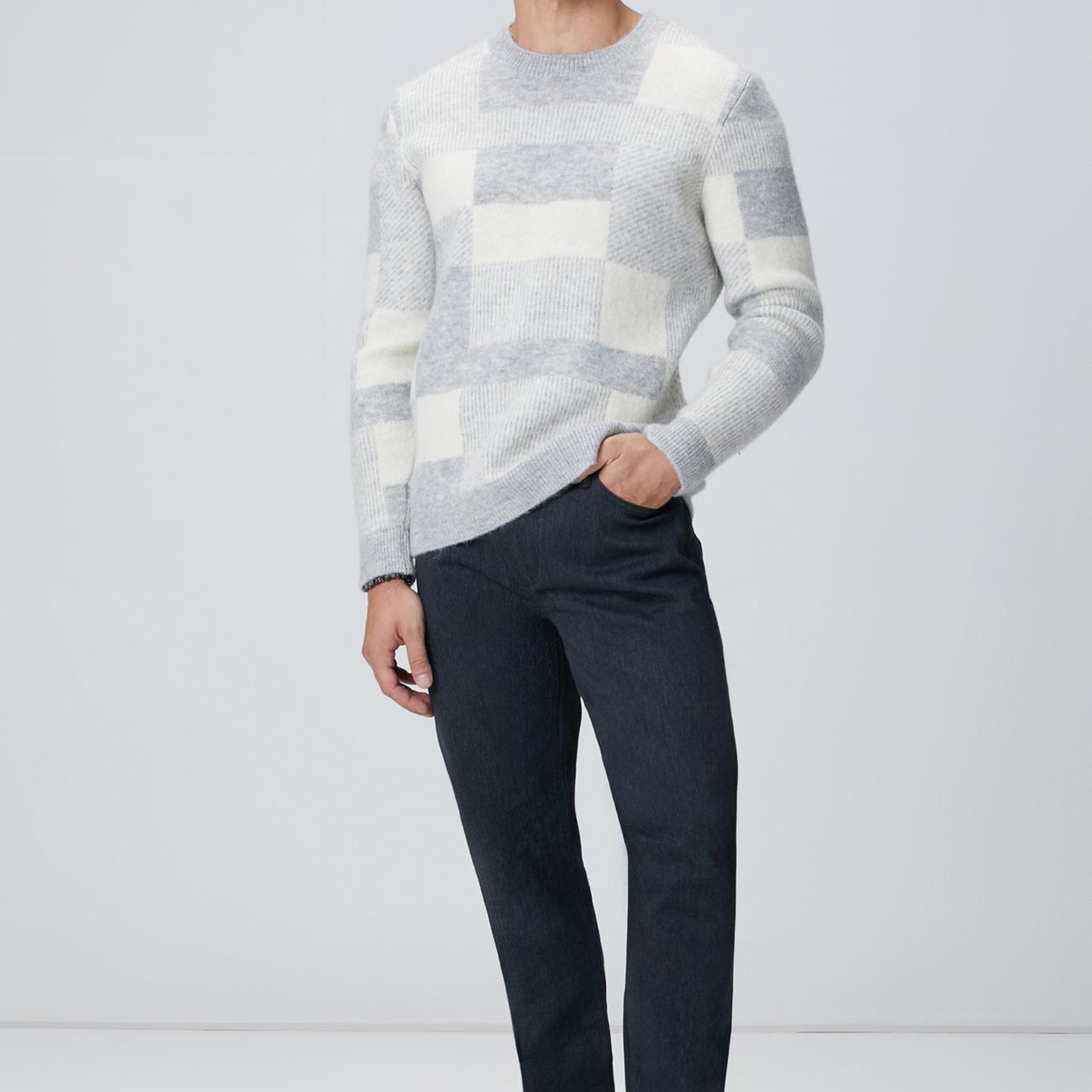 Network Erkek Gri Yün Karışımlı Triko Kazak