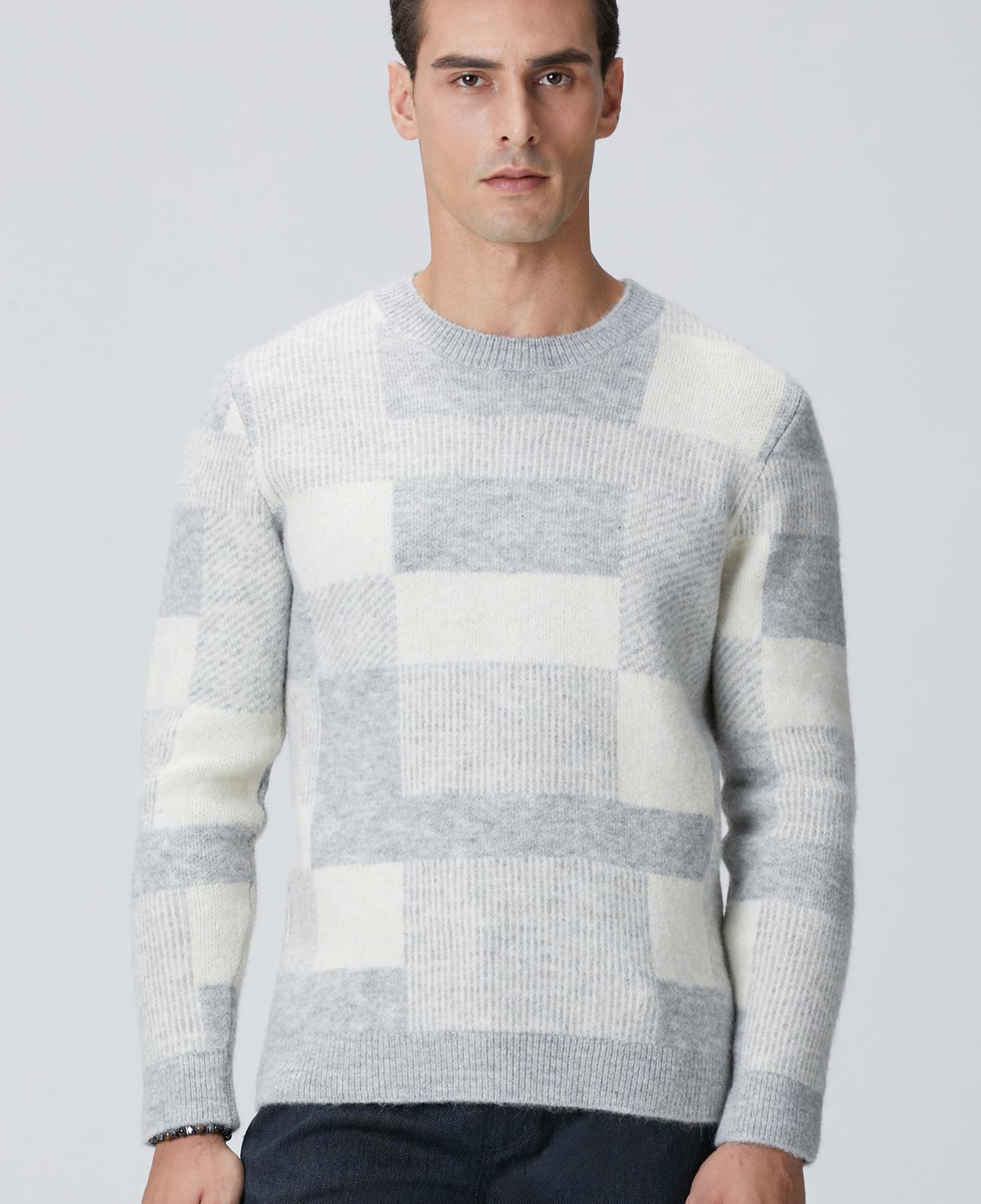 Network Erkek Gri Yün Karışımlı Triko Kazak