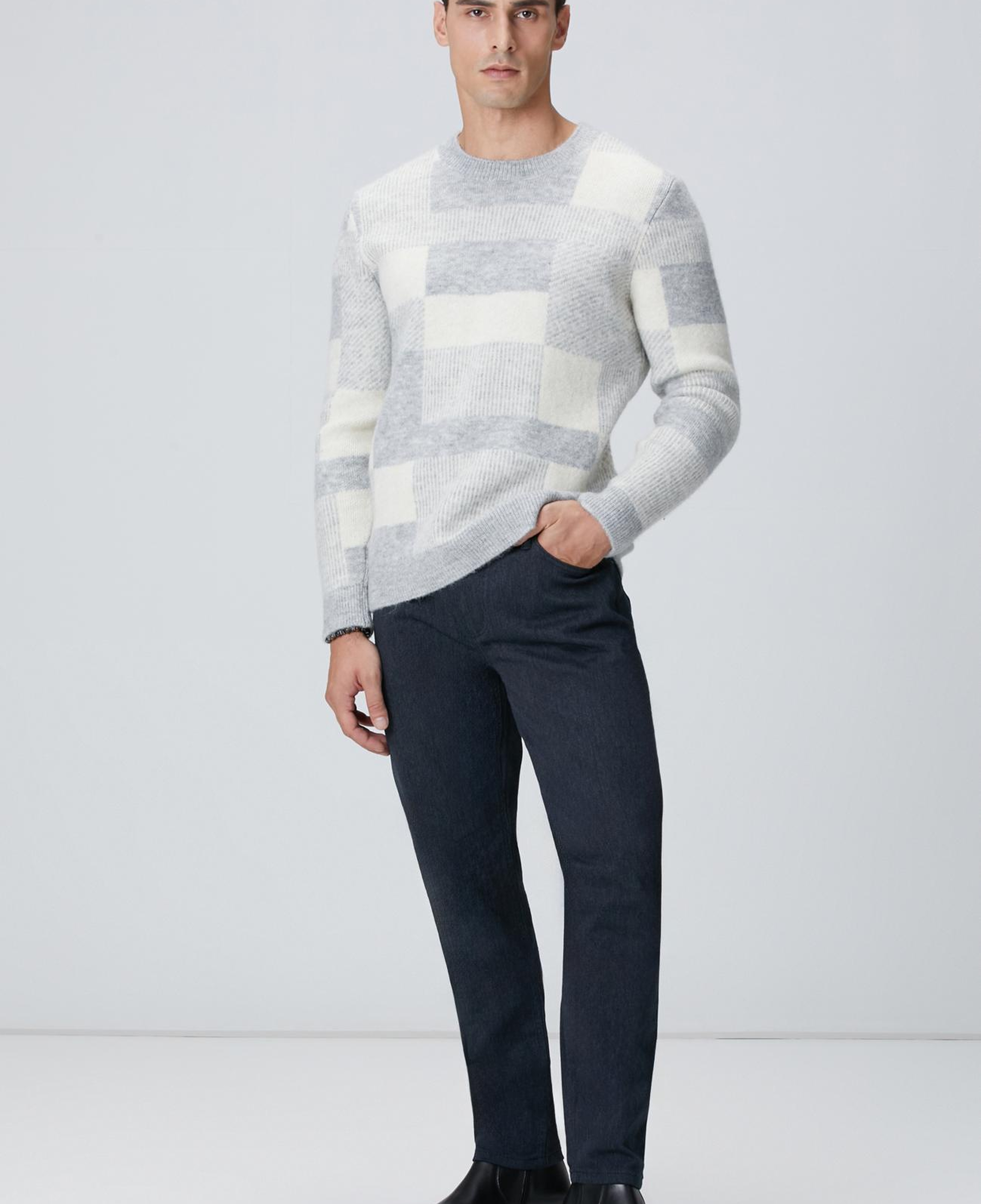 Network Erkek Gri Yün Karışımlı Triko Kazak