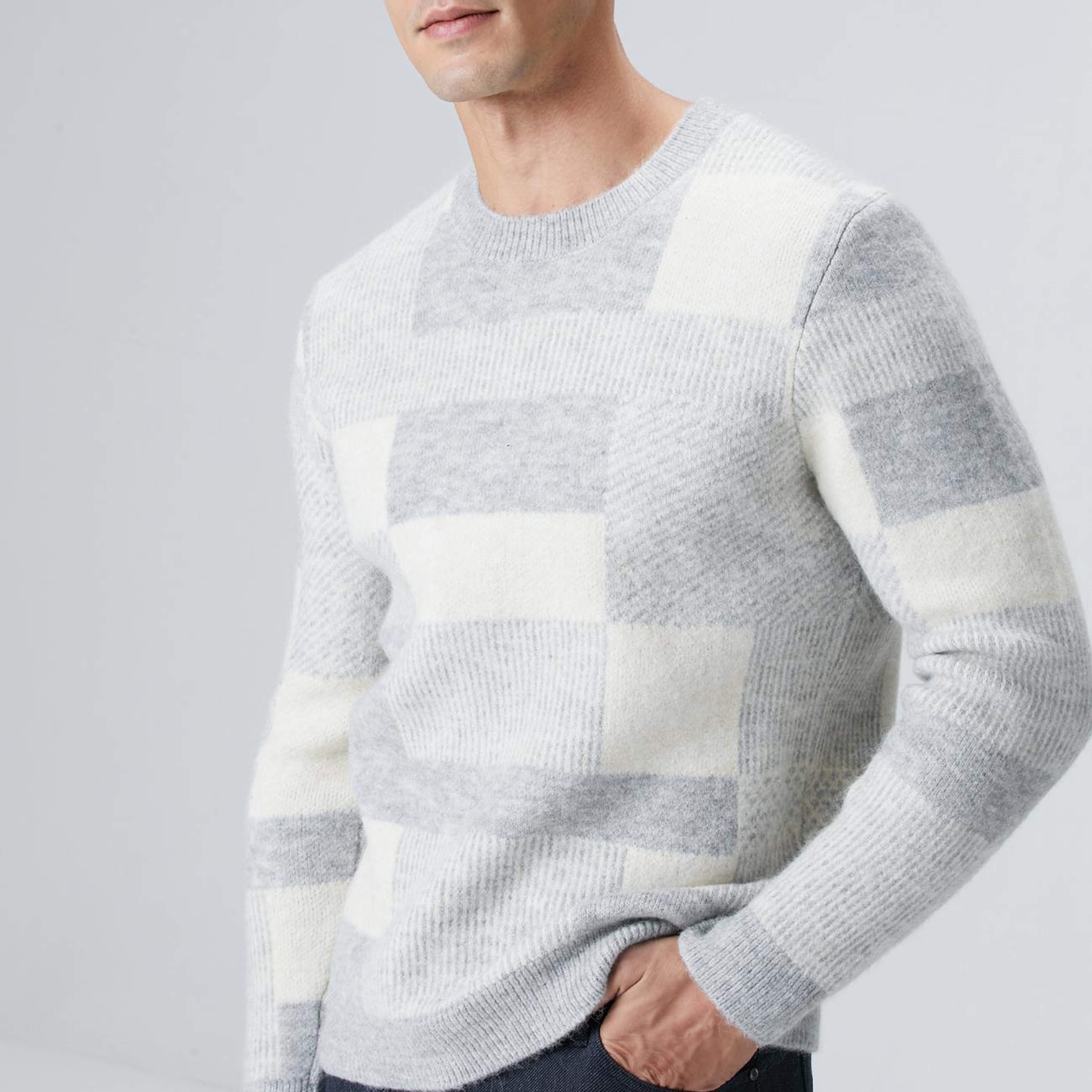 Network Erkek Gri Yün Karışımlı Triko Kazak