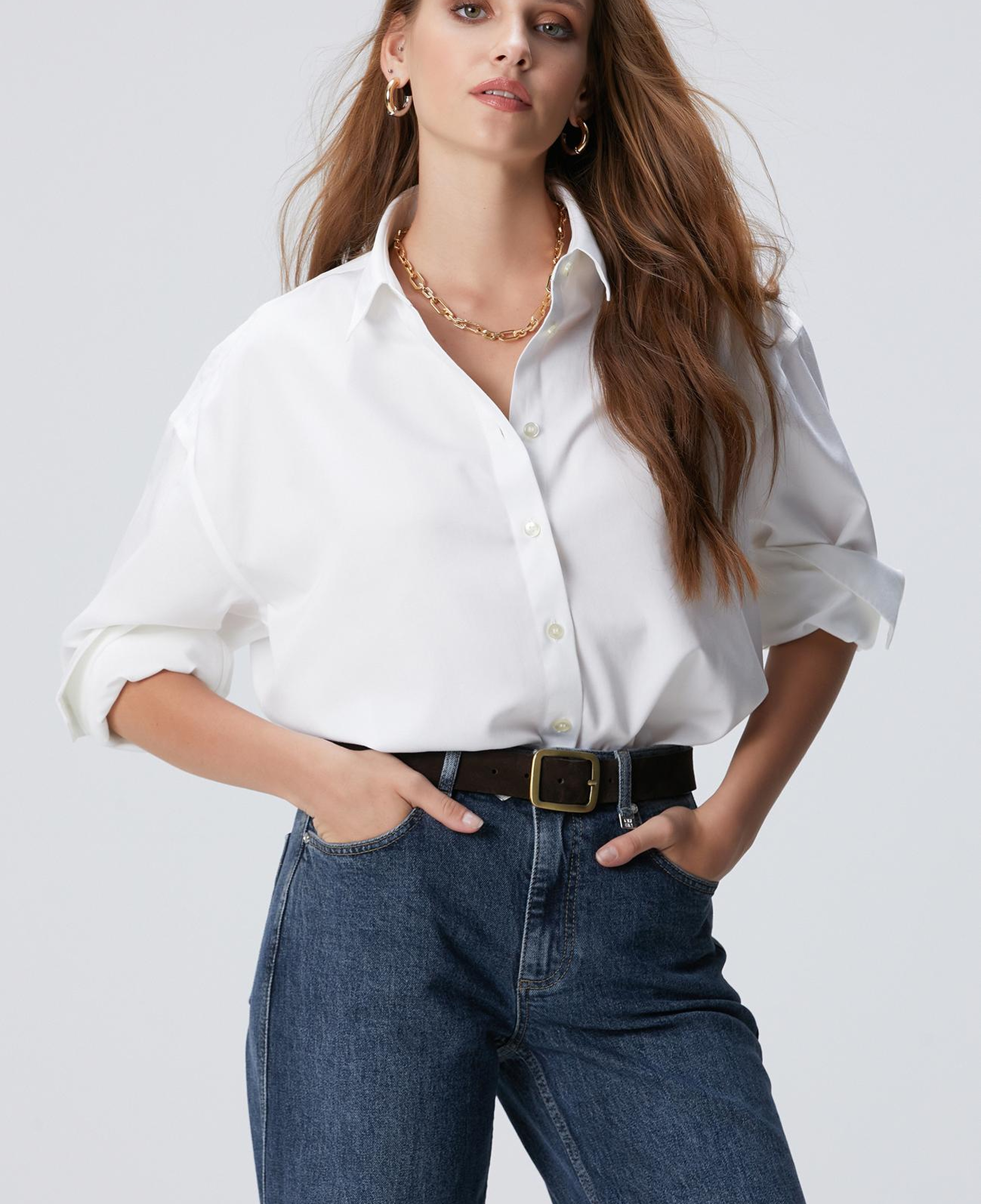 Network Kadın Non-Iron Beyaz Gömlek