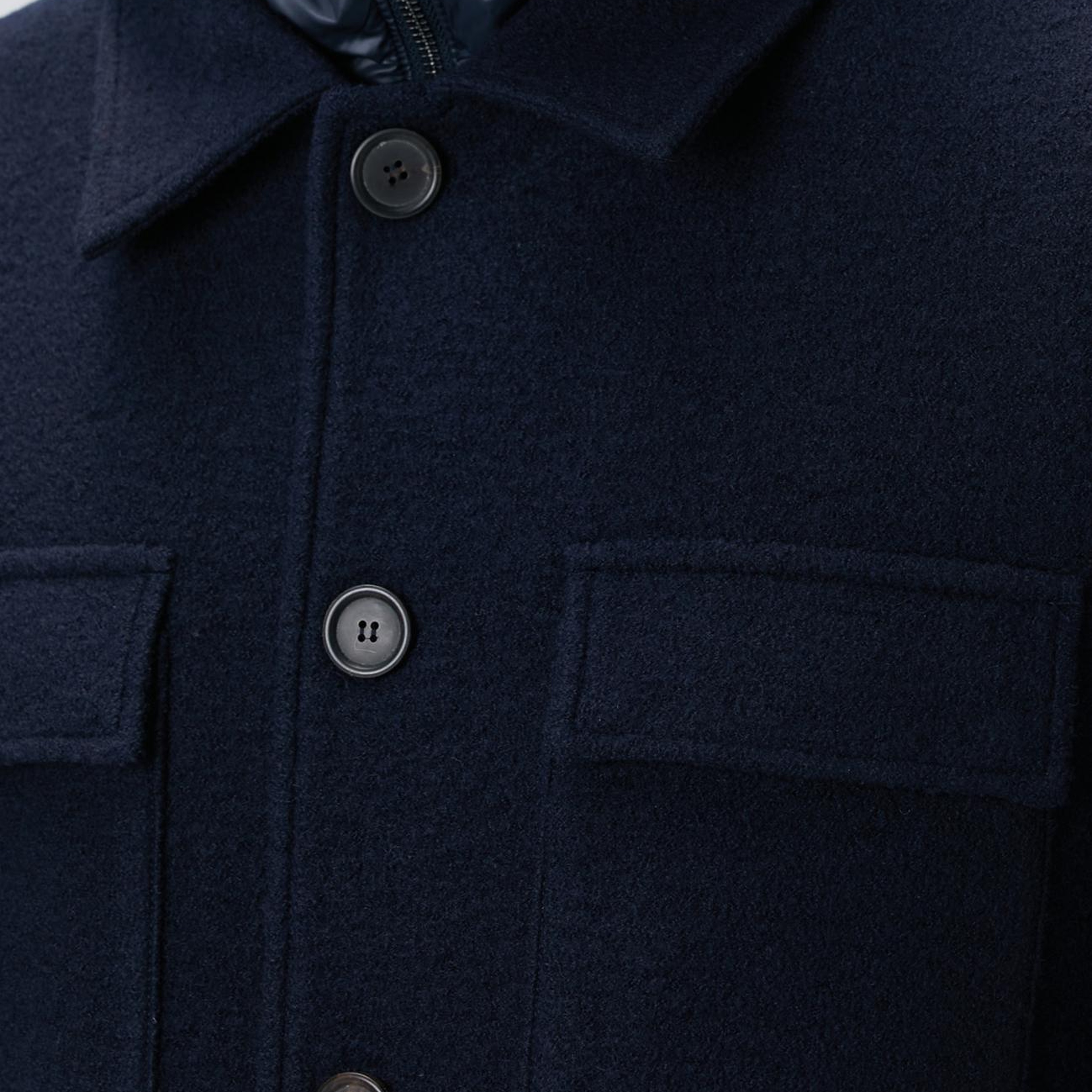 Network Erkek Lacivert Casual Yün Kaban