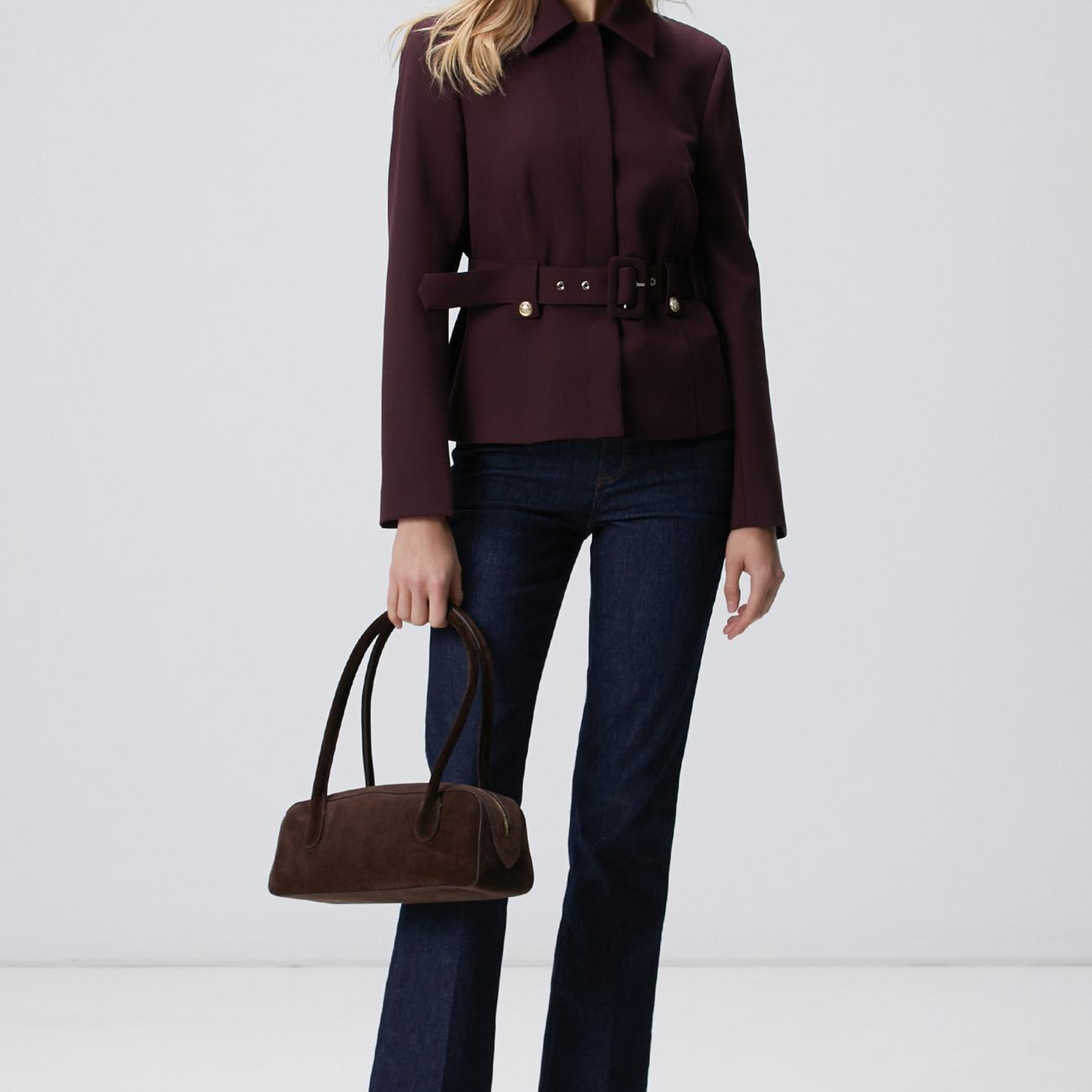 Network Kadın Vişne Kemer Detaylı Ceket