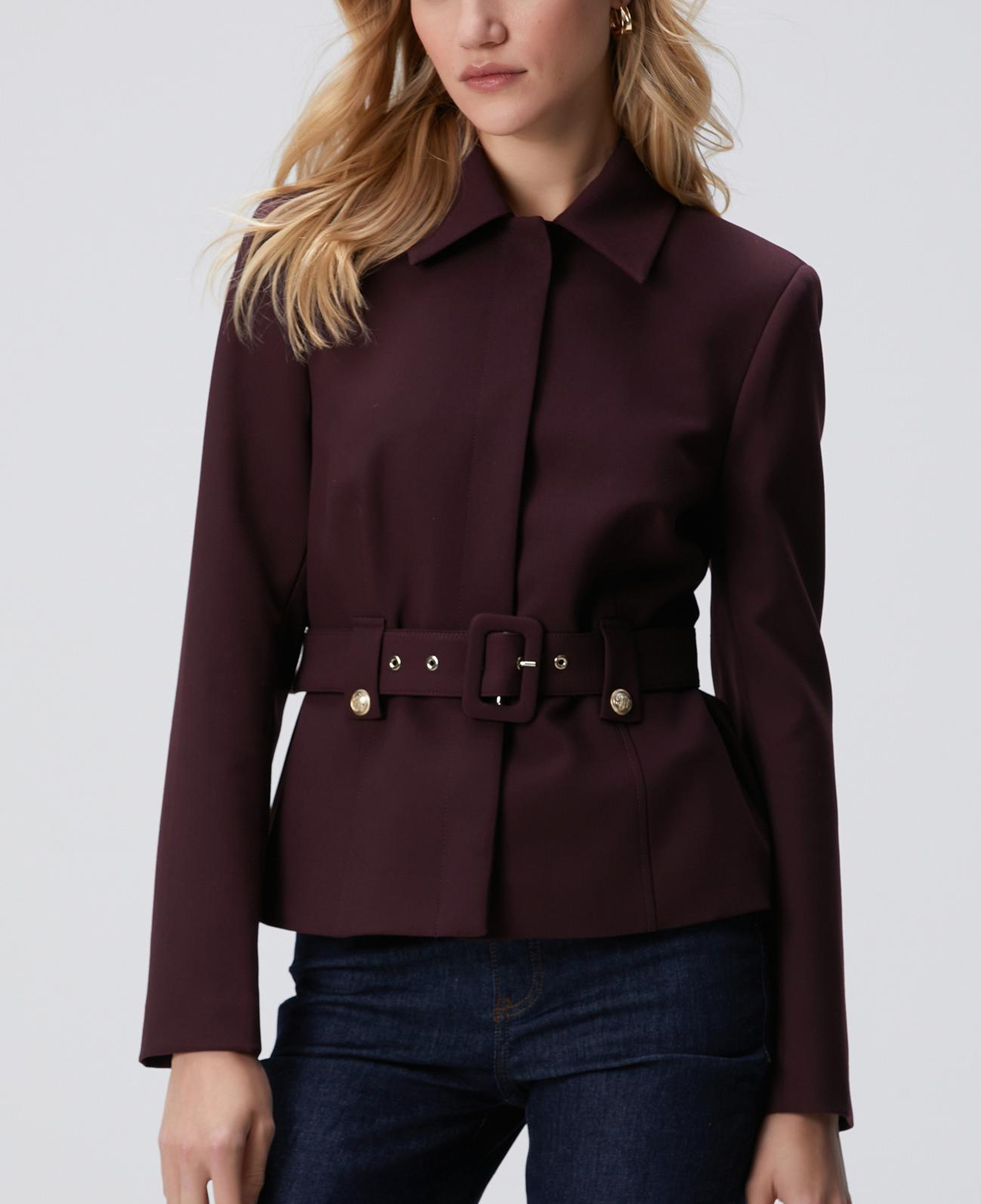 Network Kadın Vişne Kemer Detaylı Ceket