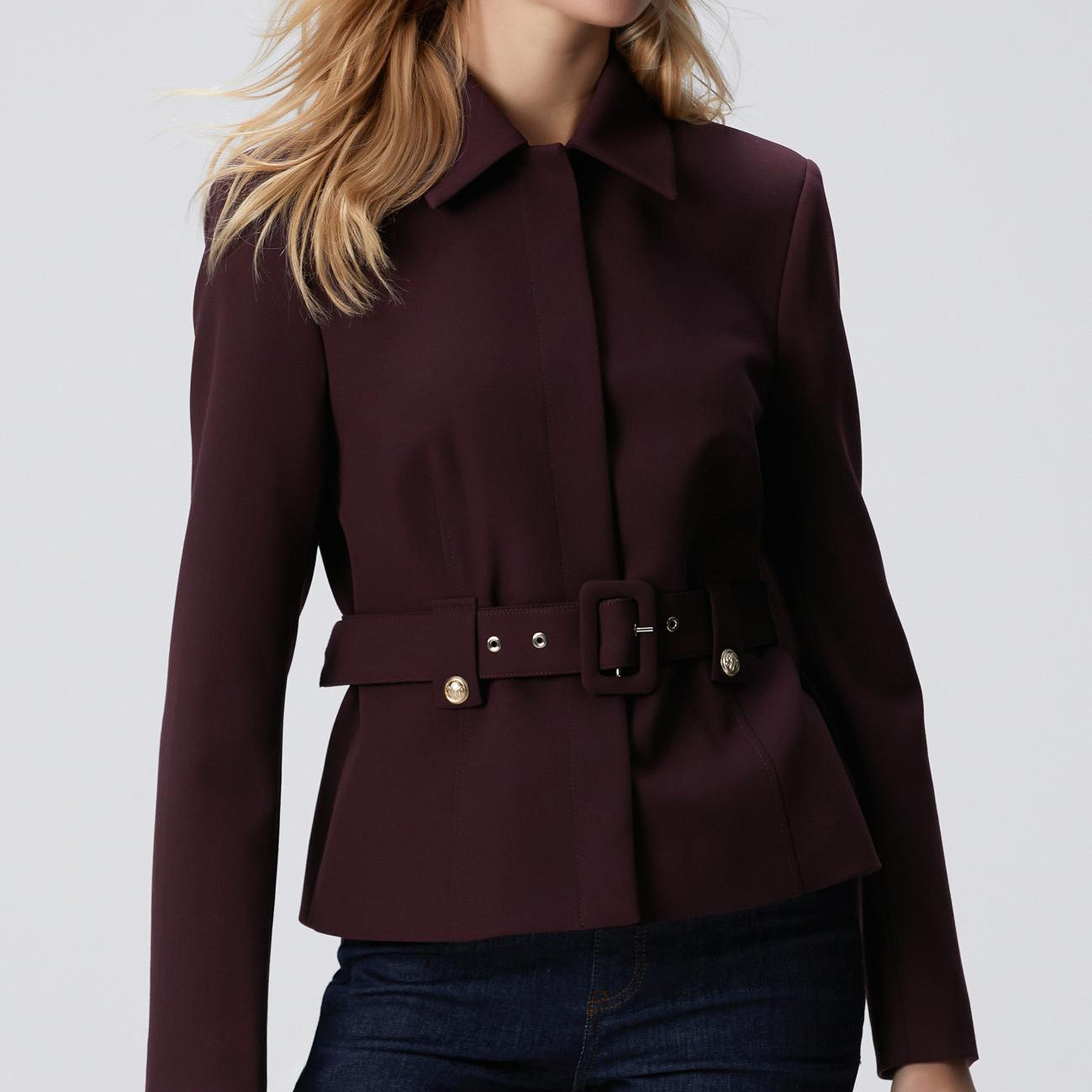 Network Kadın Vişne Kemer Detaylı Ceket