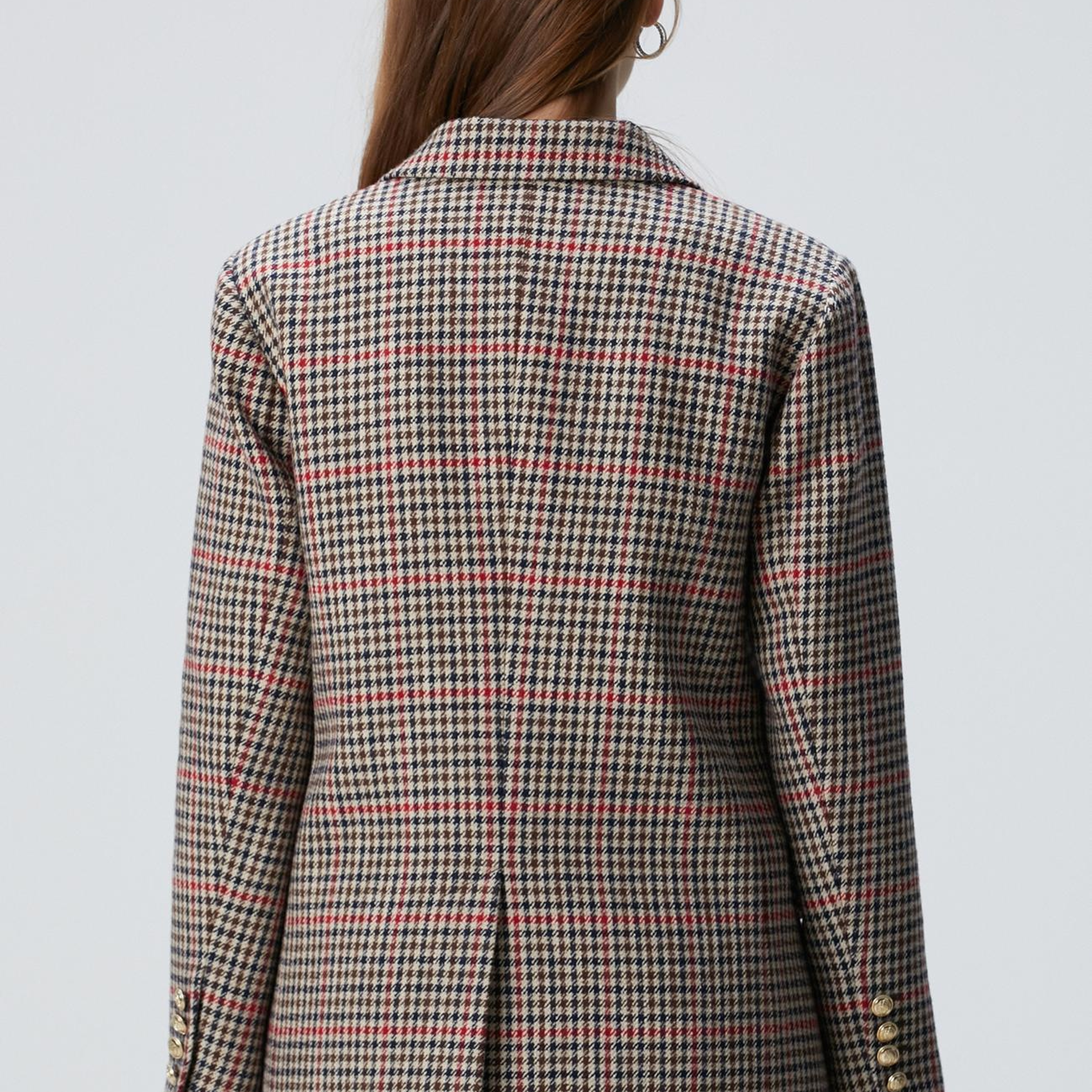 Network Kadın Lacivert Kahverengi Kazayağı Yün Karışımlı Ceket