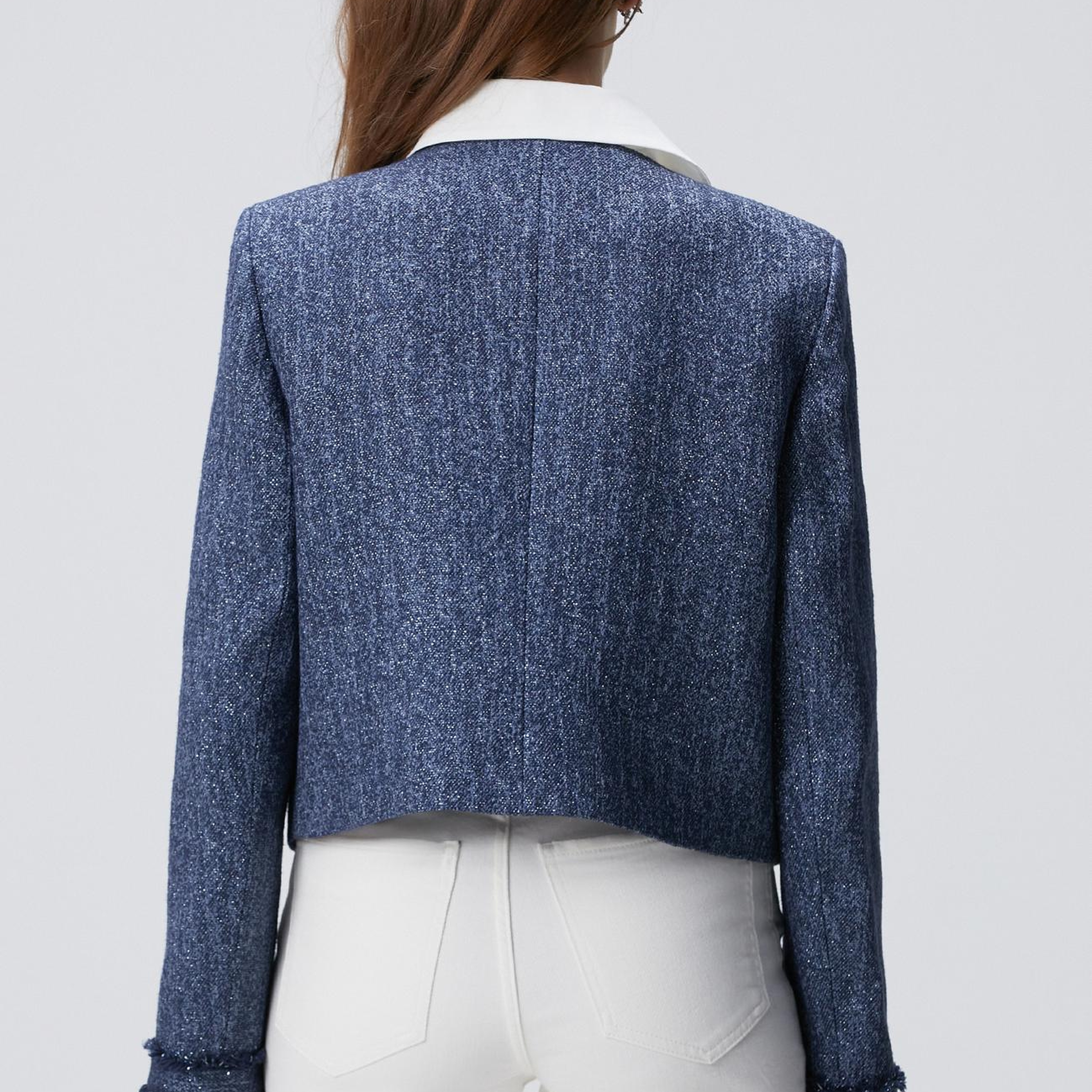 Network Kadın Lacivert Desenli Çıkarılabilir Yakalı Ceket