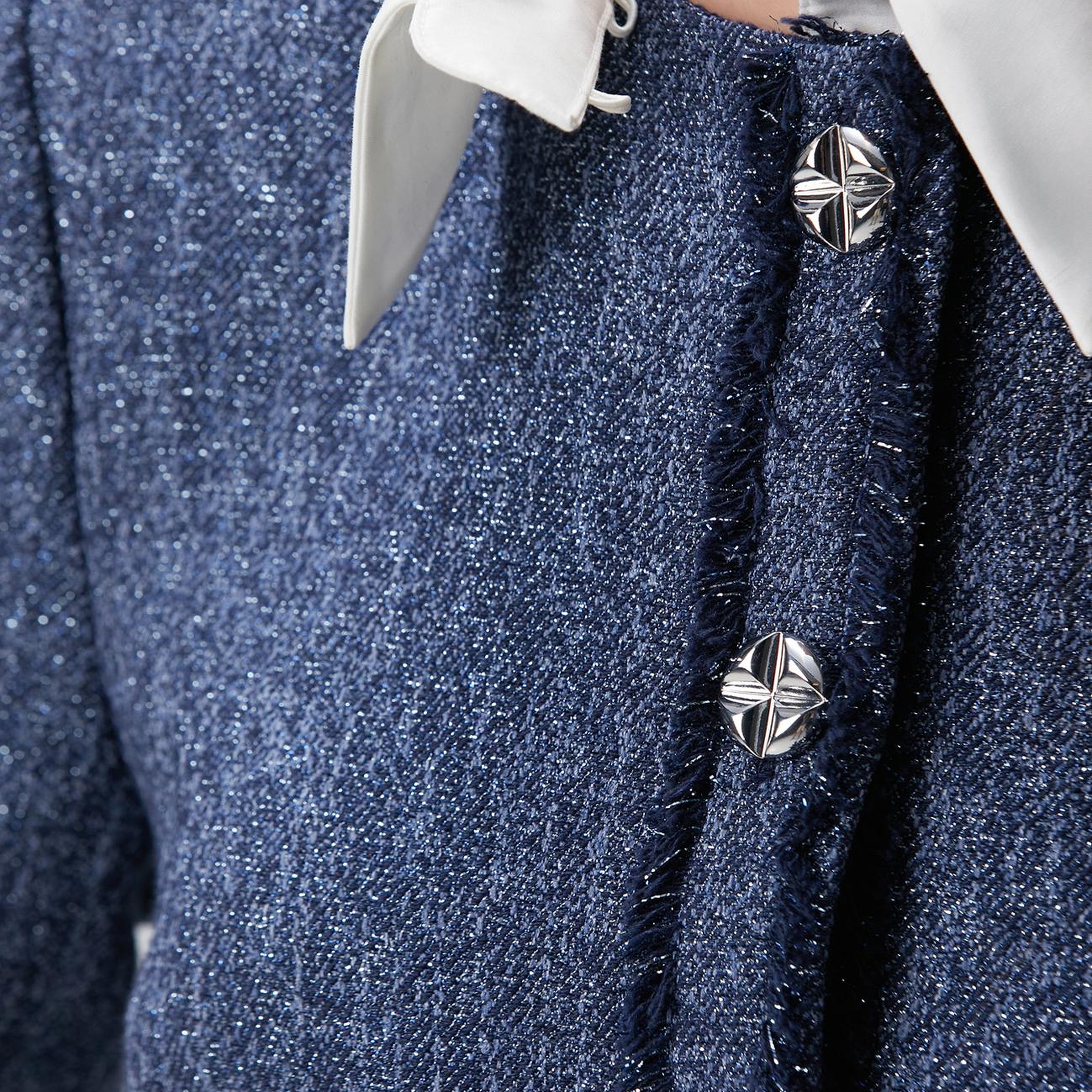 Network Kadın Lacivert Desenli Çıkarılabilir Yakalı Ceket