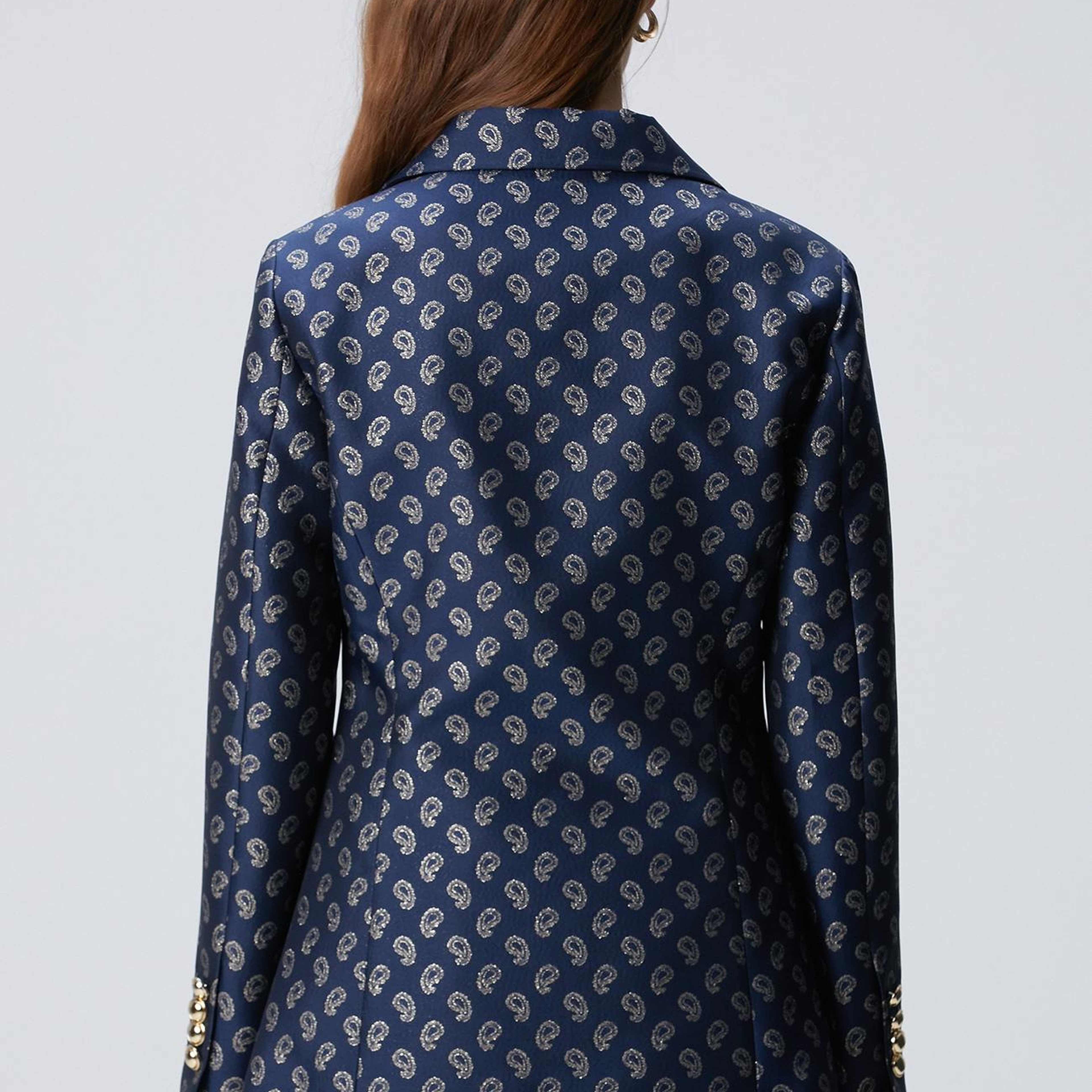 Network Kadın Lacivert Jakar Desenli Ceket