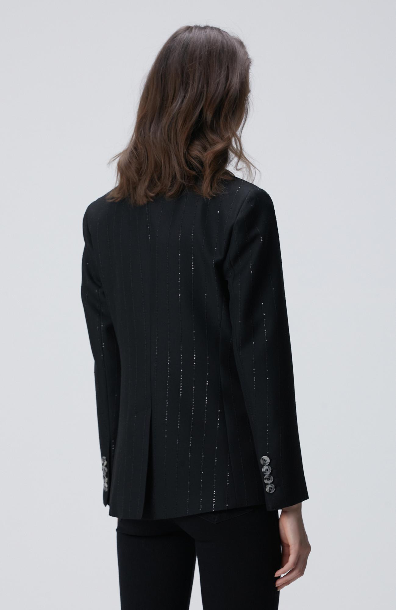 Network Kadın Siyah Payetli Çizgili Ceket