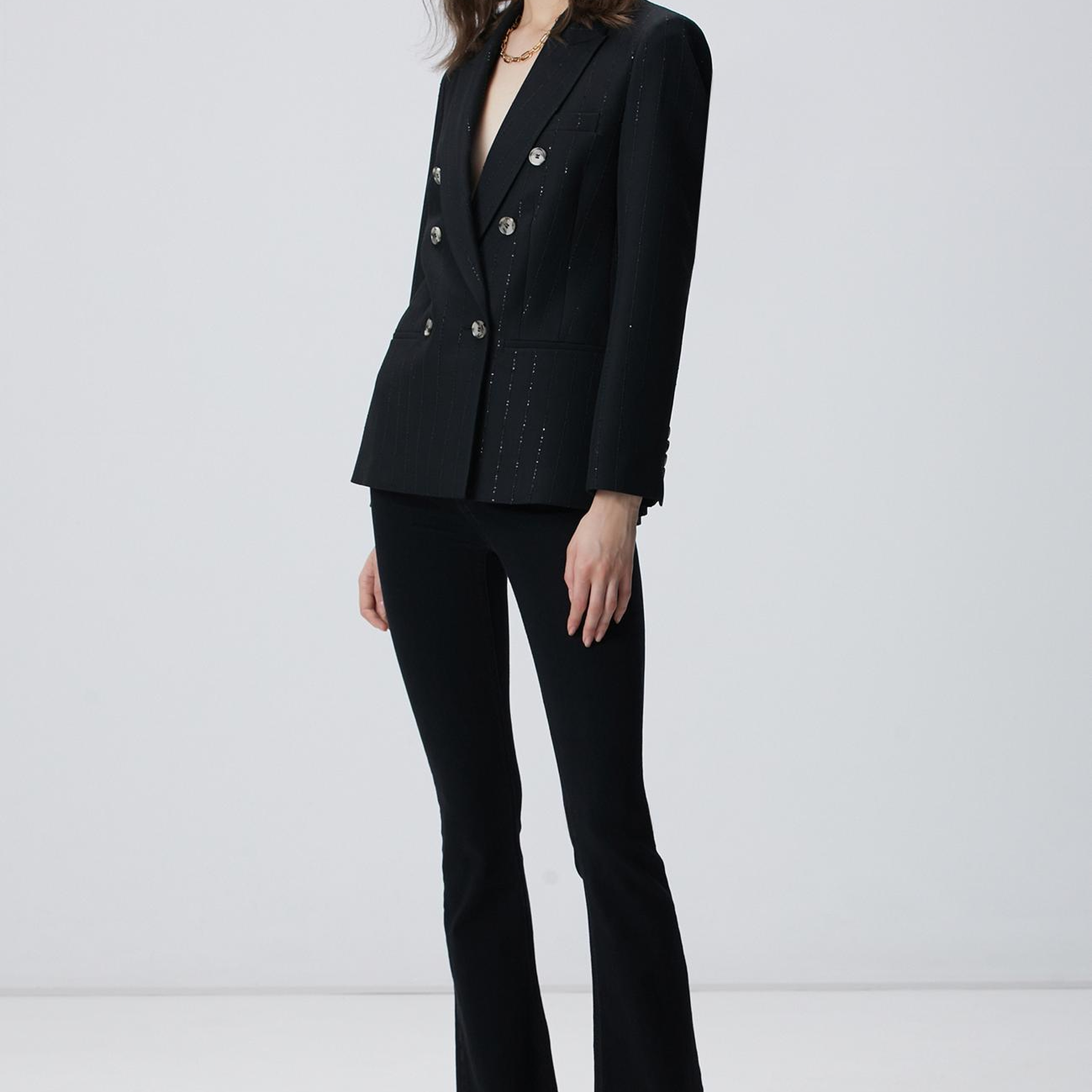 Network Kadın Siyah Payetli Çizgili Ceket