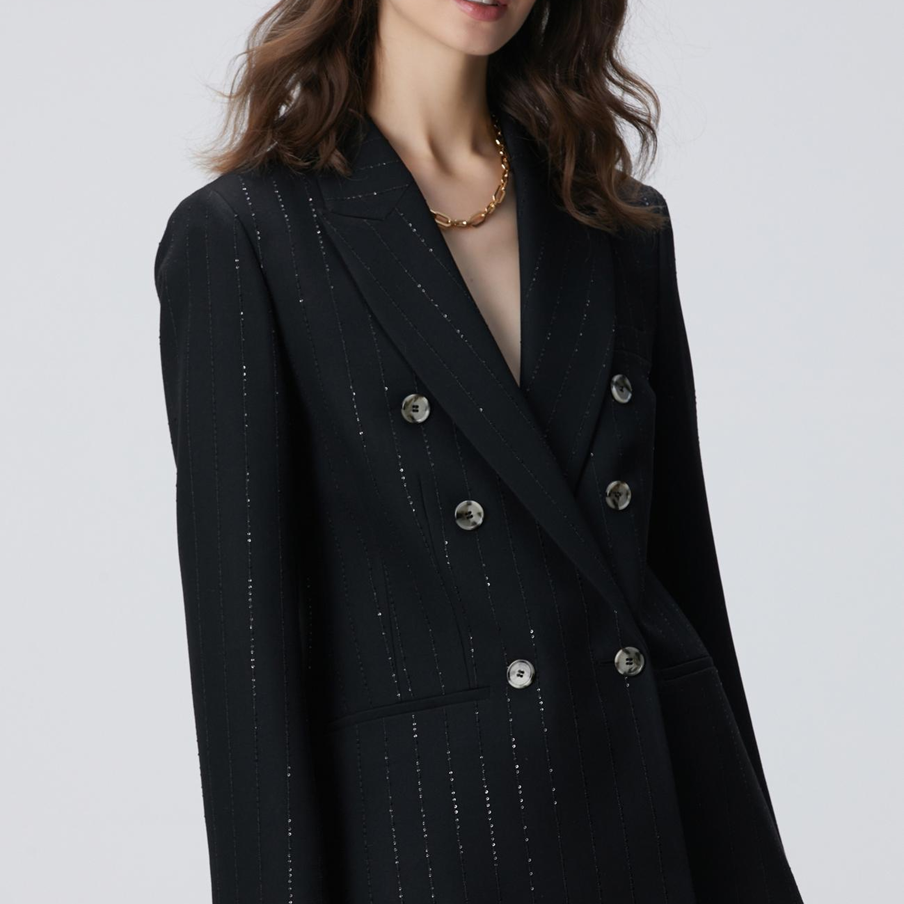 Network Kadın Siyah Payetli Çizgili Ceket