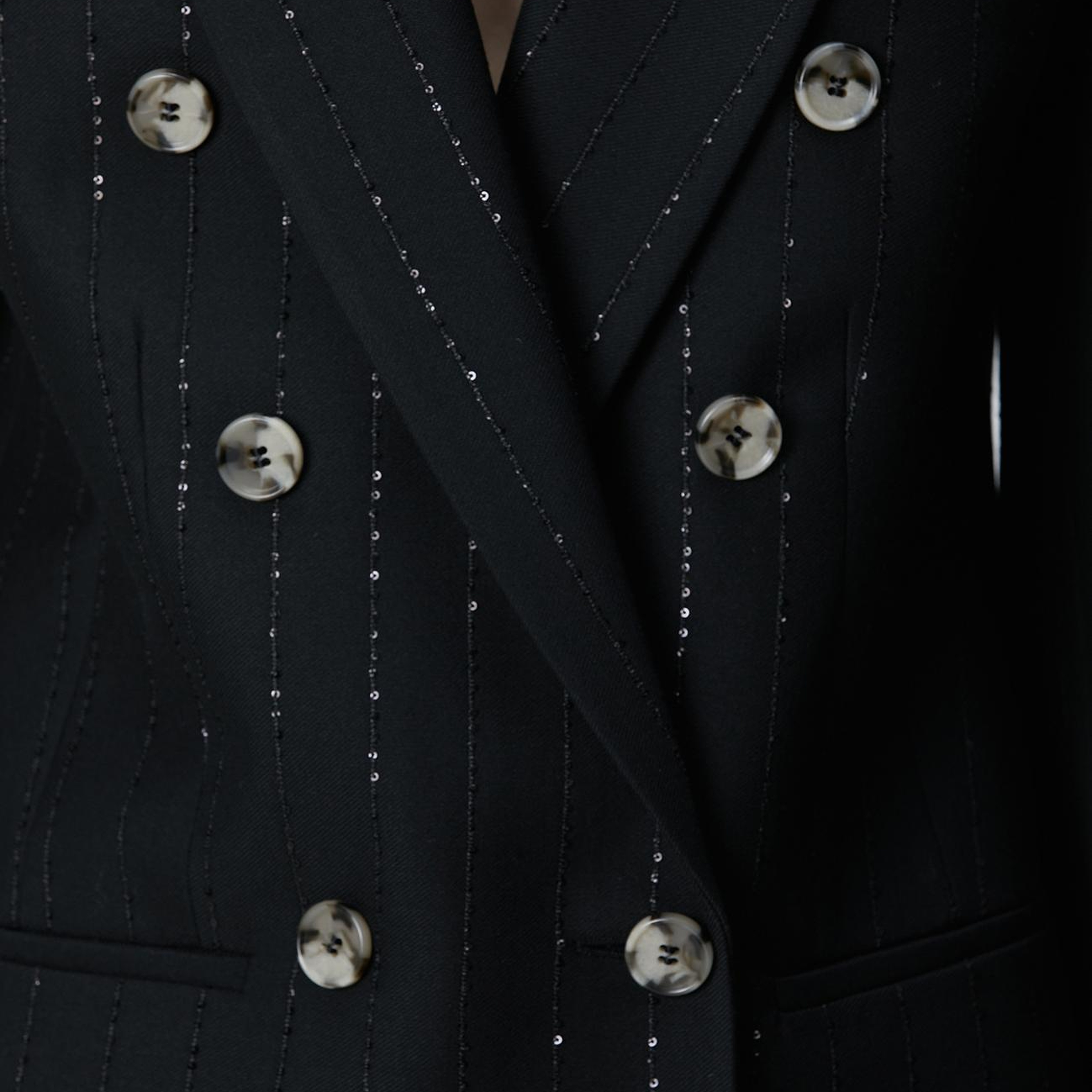 Network Kadın Siyah Payetli Çizgili Ceket