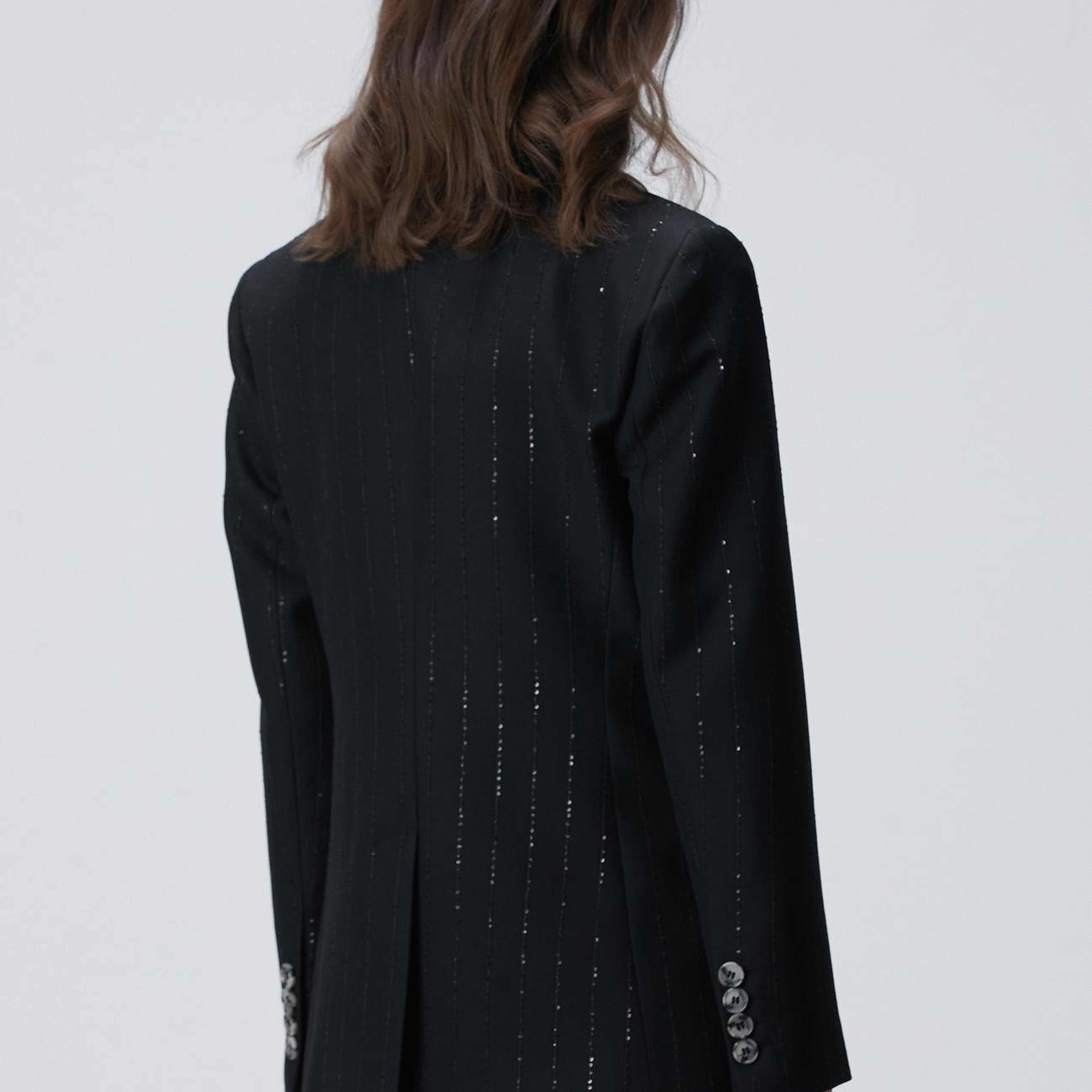 Network Kadın Siyah Payetli Çizgili Ceket