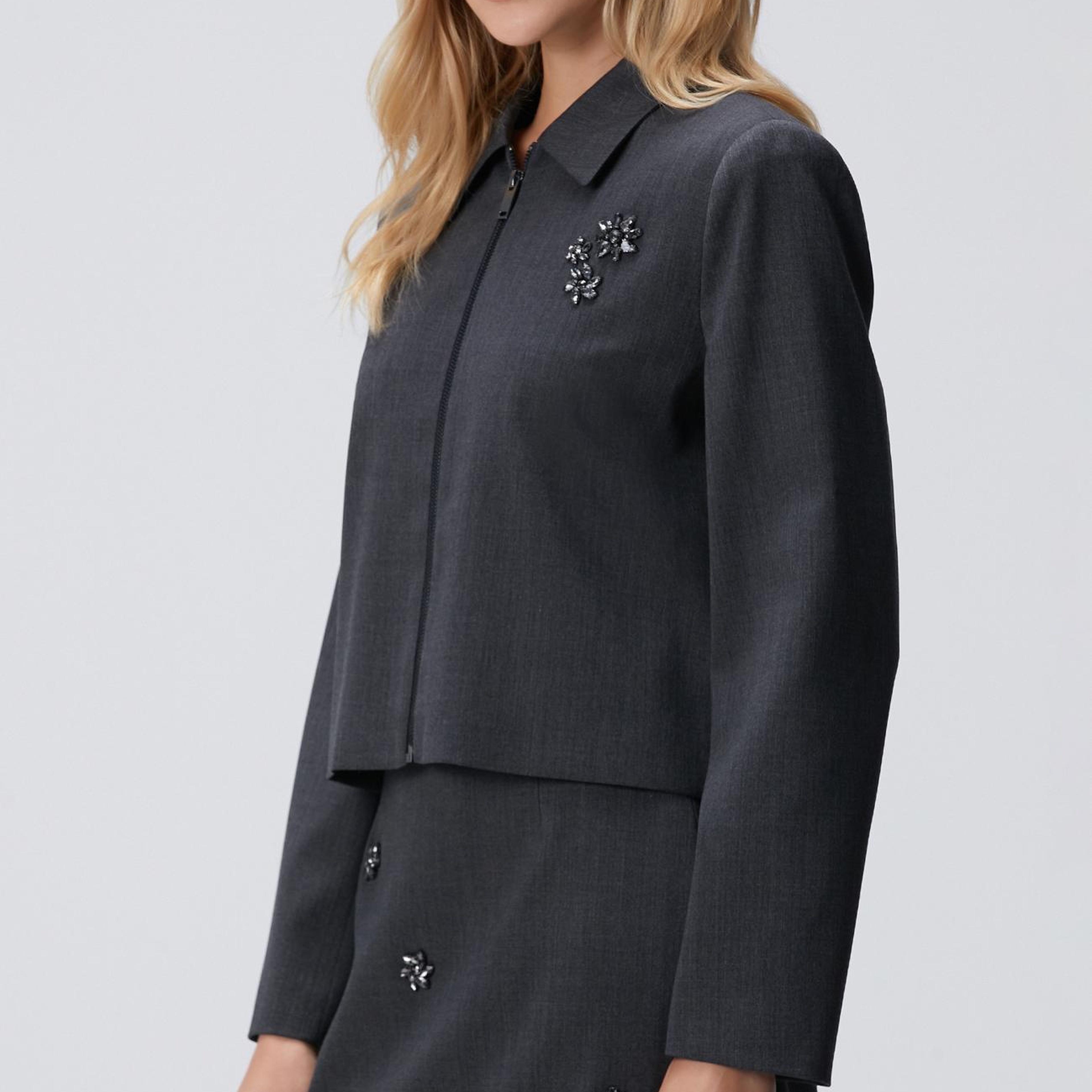 Network Kadın Koyu Gri Yün Karışımlı Ceket