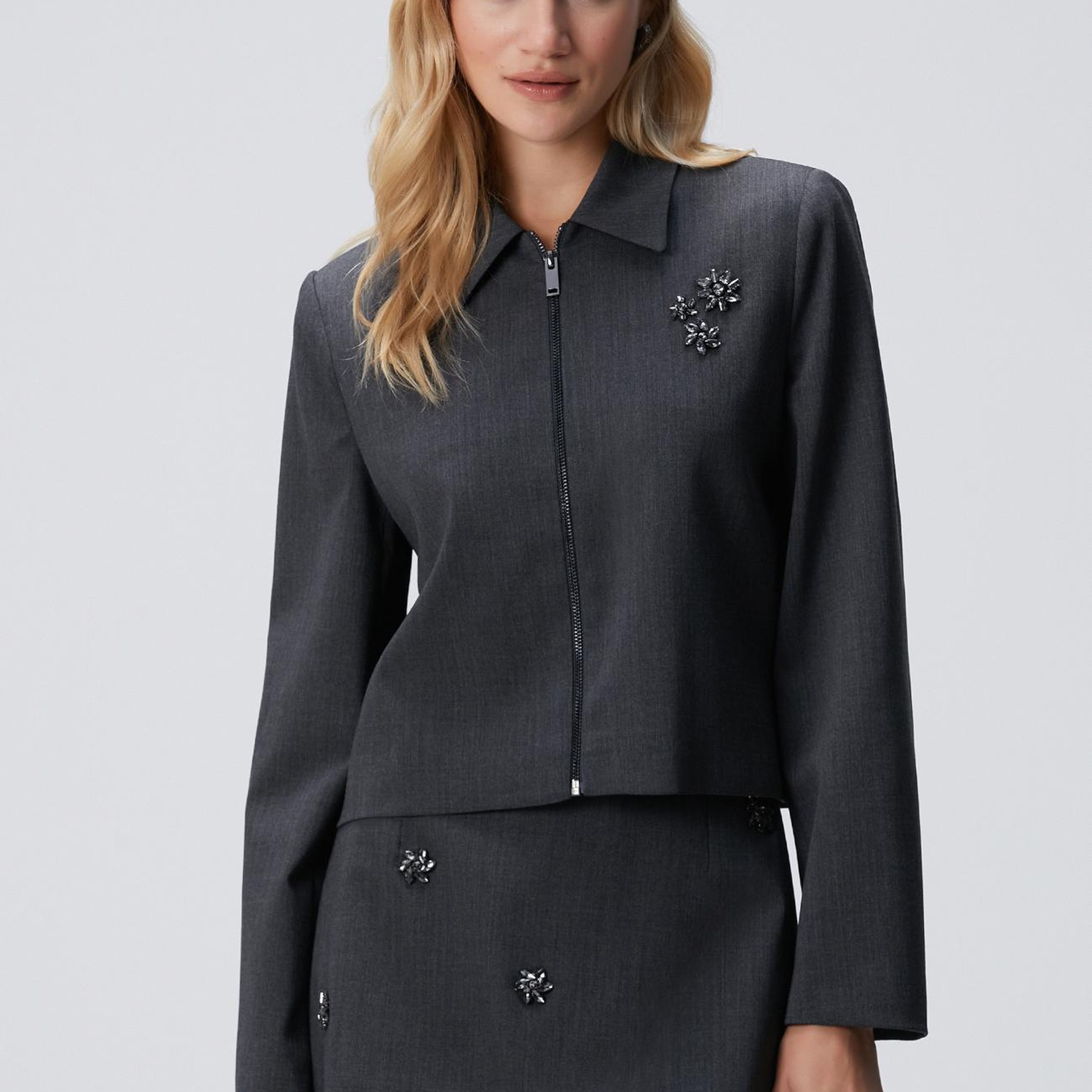 Network Kadın Koyu Gri Yün Karışımlı Ceket