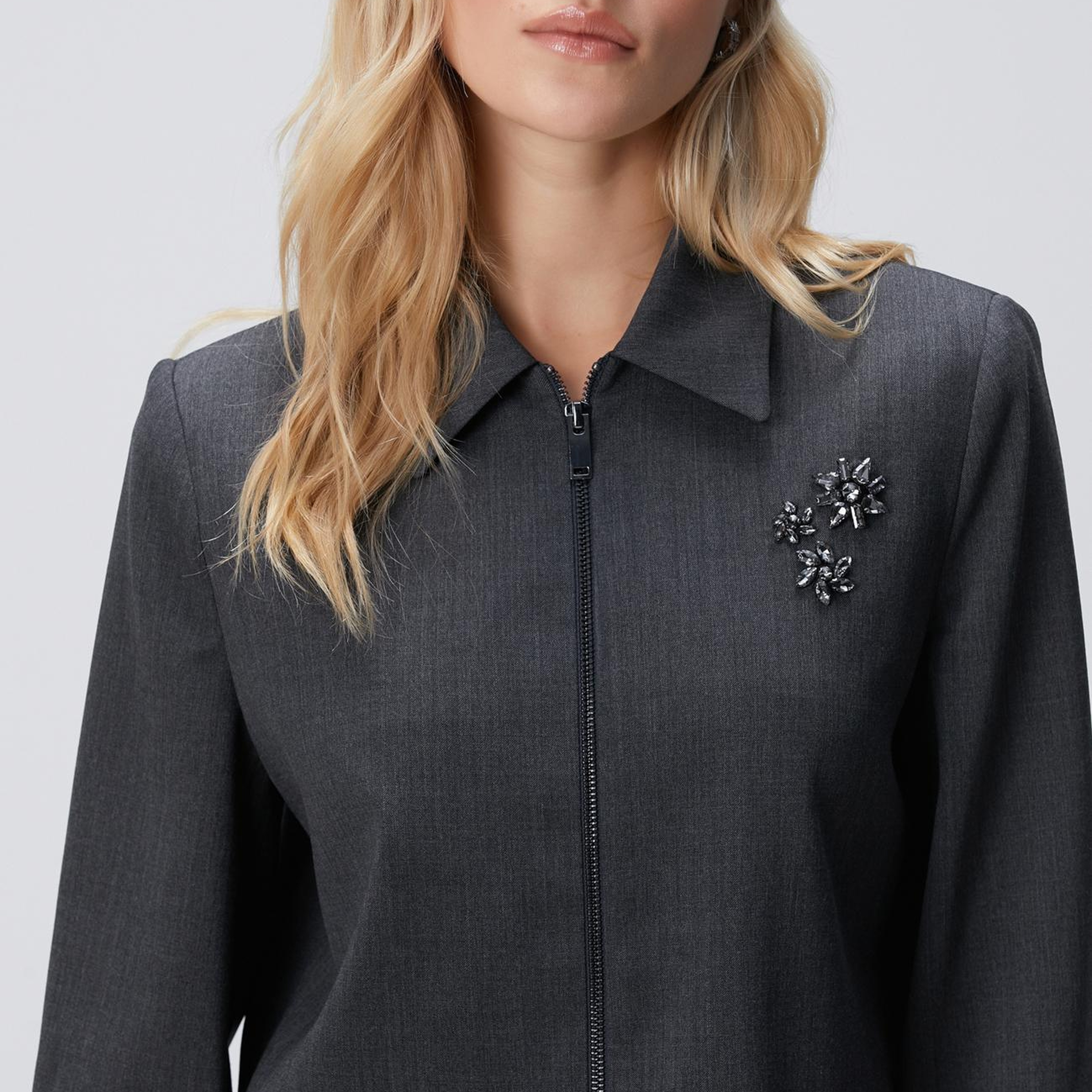 Network Kadın Koyu Gri Yün Karışımlı Ceket