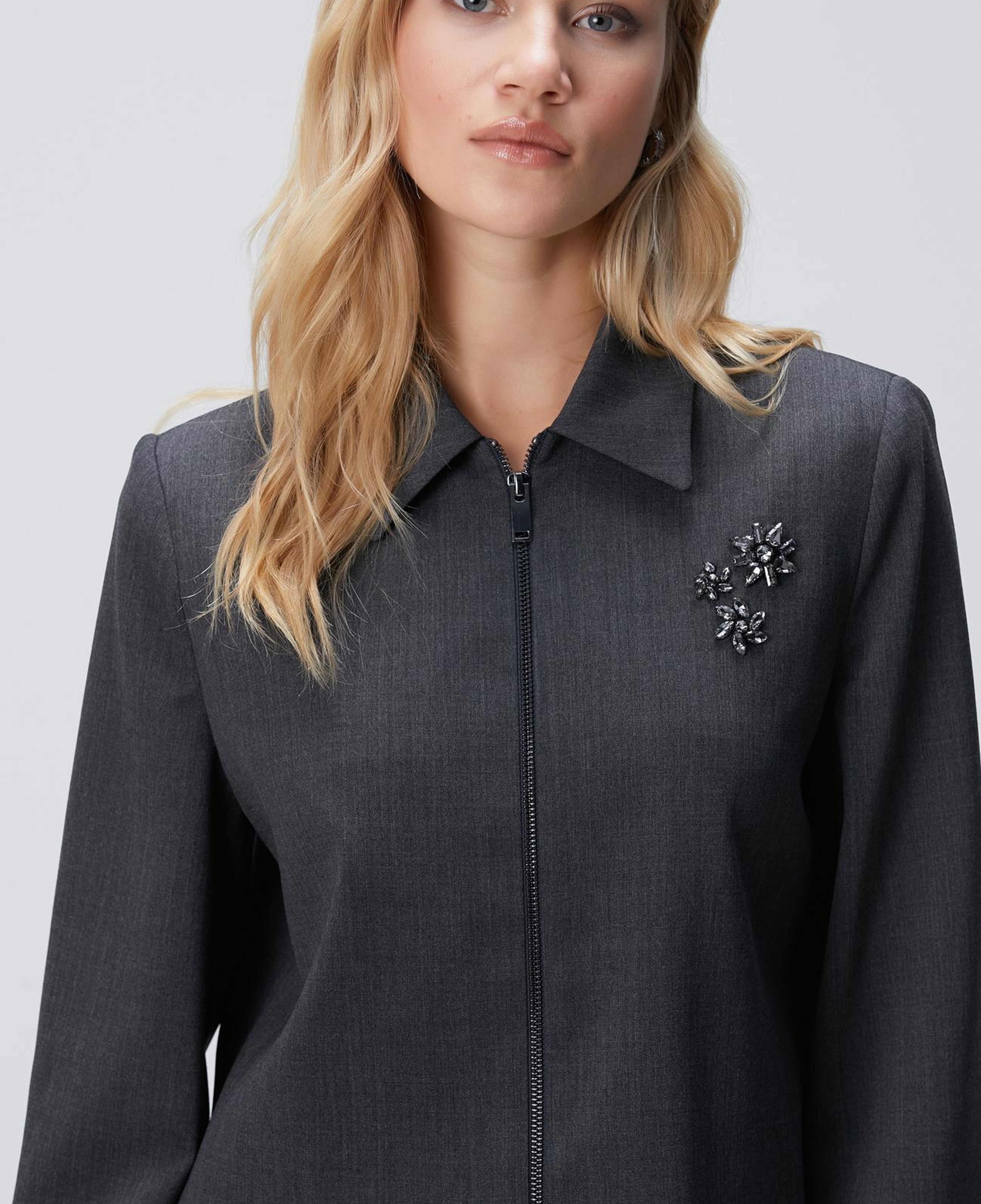 Network Kadın Koyu Gri Yün Karışımlı Ceket