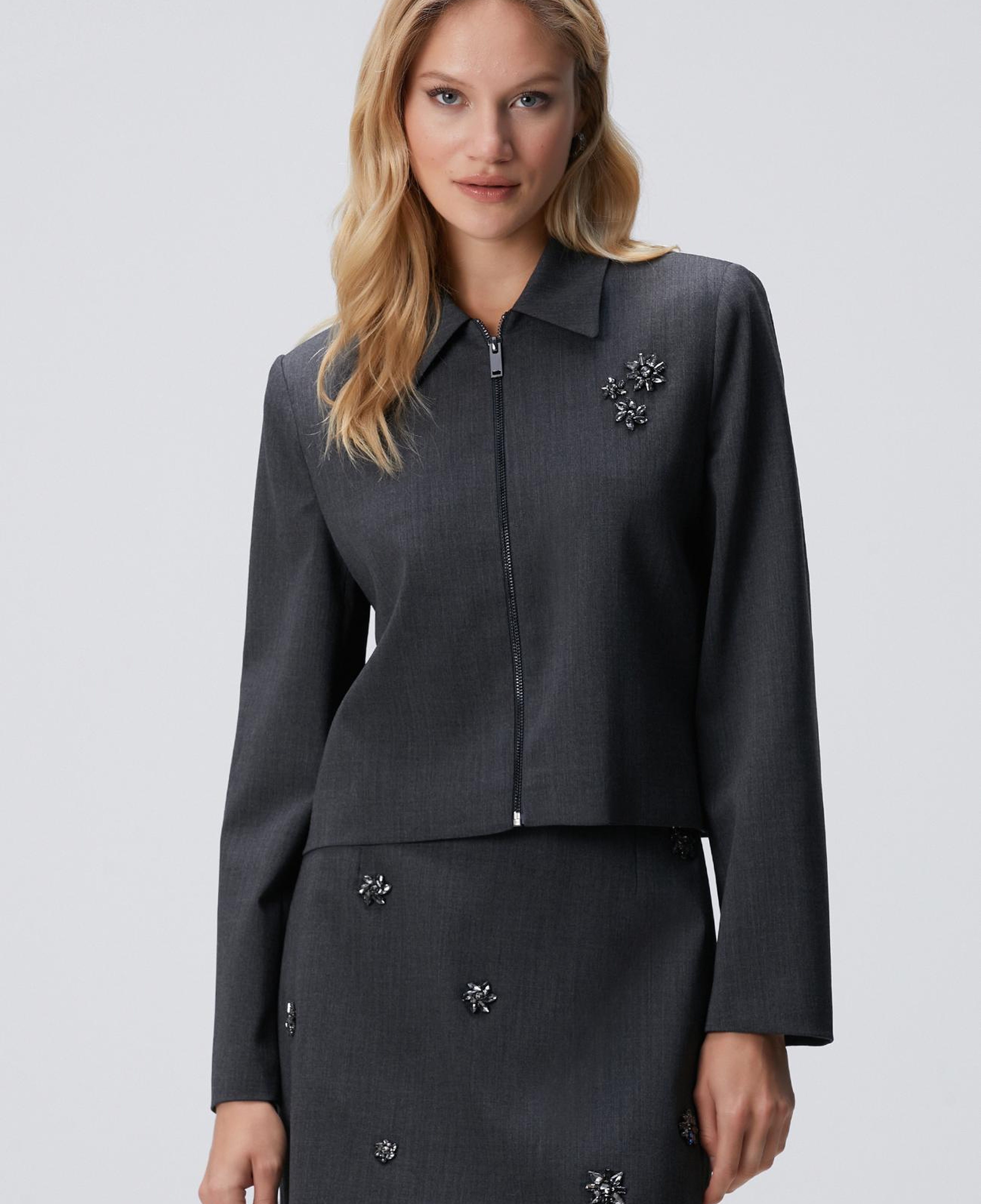 Network Kadın Koyu Gri Yün Karışımlı Ceket