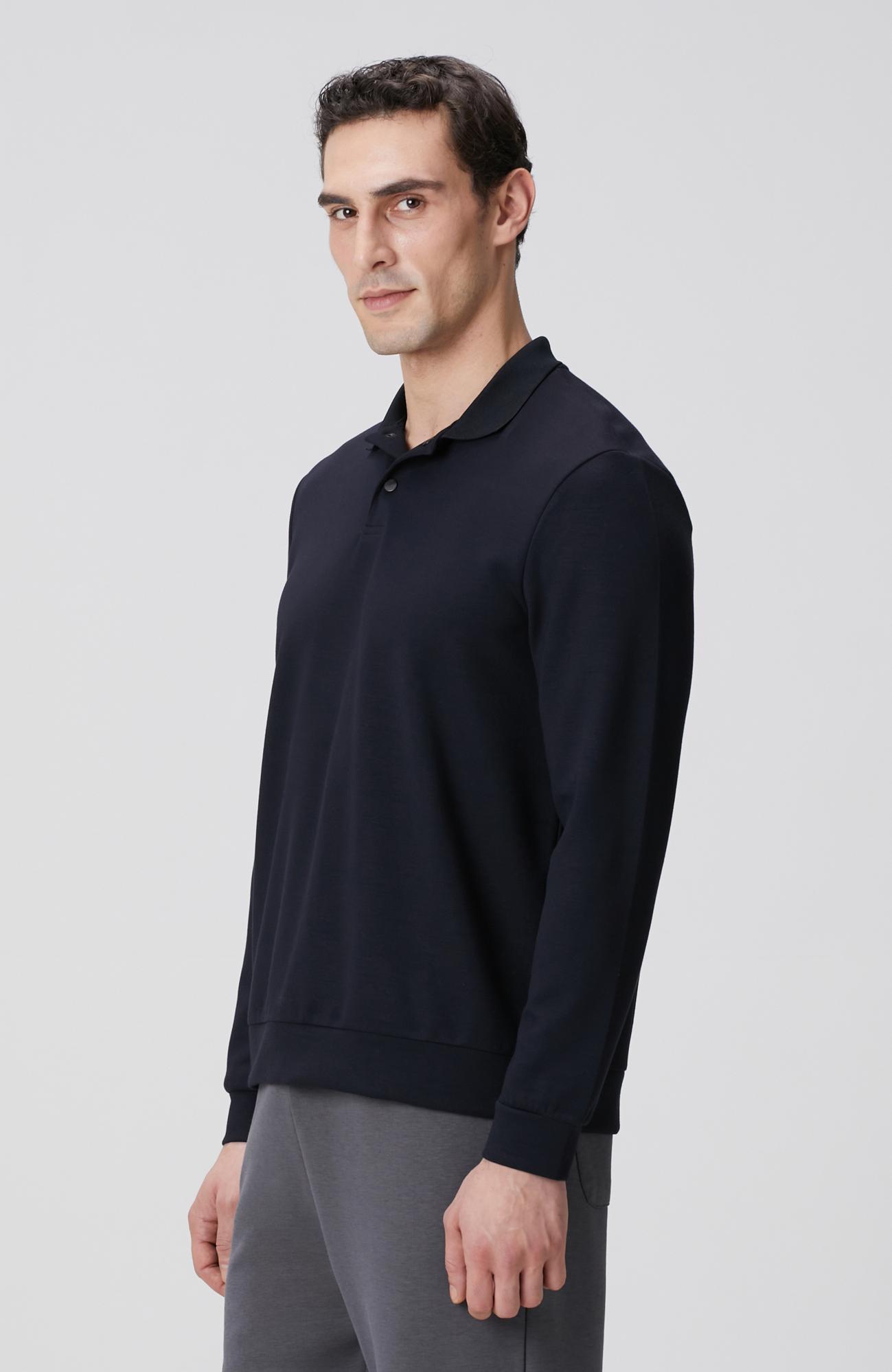 Network Erkek Lacivert Polo Yaka Çıtçıtlı Sweatshirt