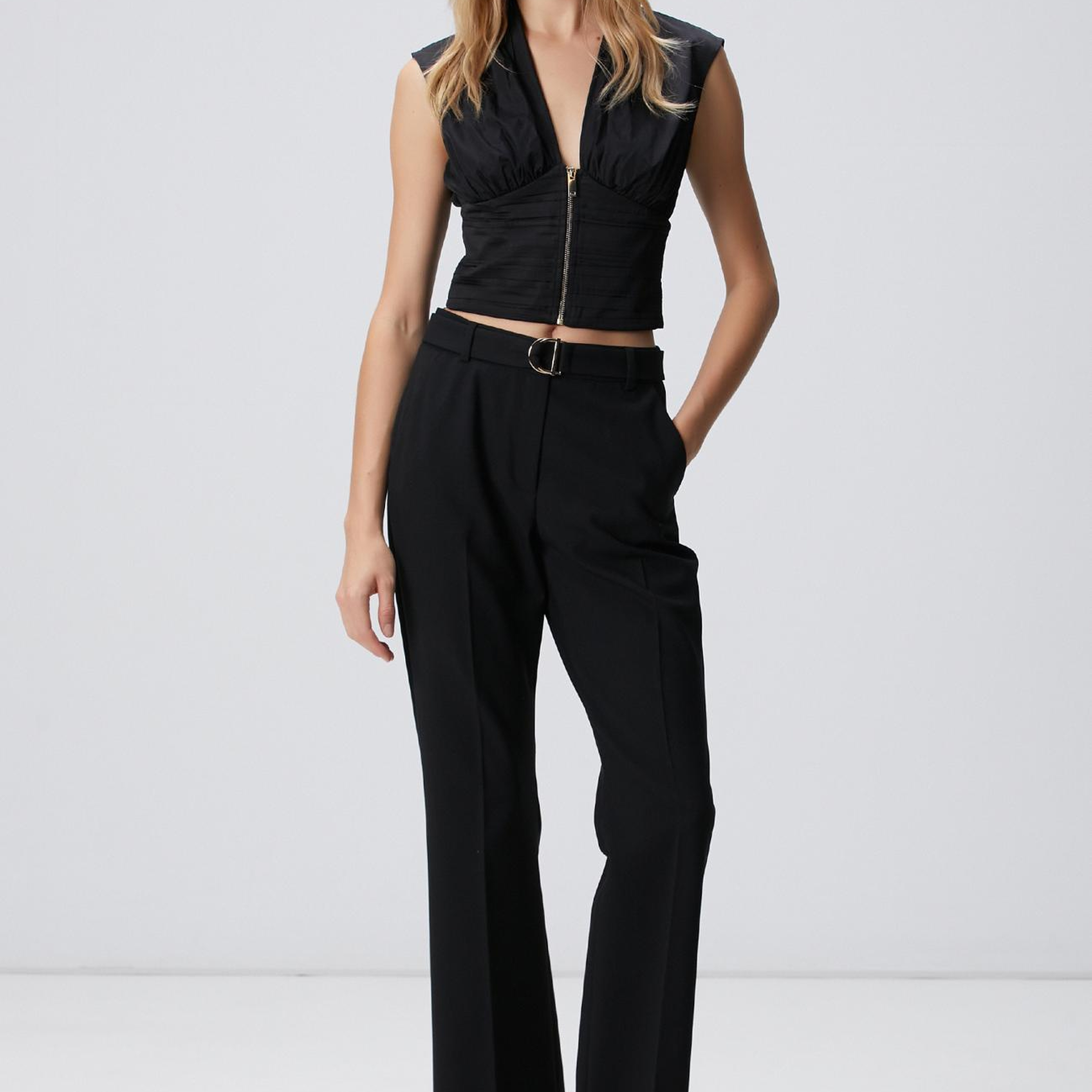 Network Kadın Siyah Tafta Bluz