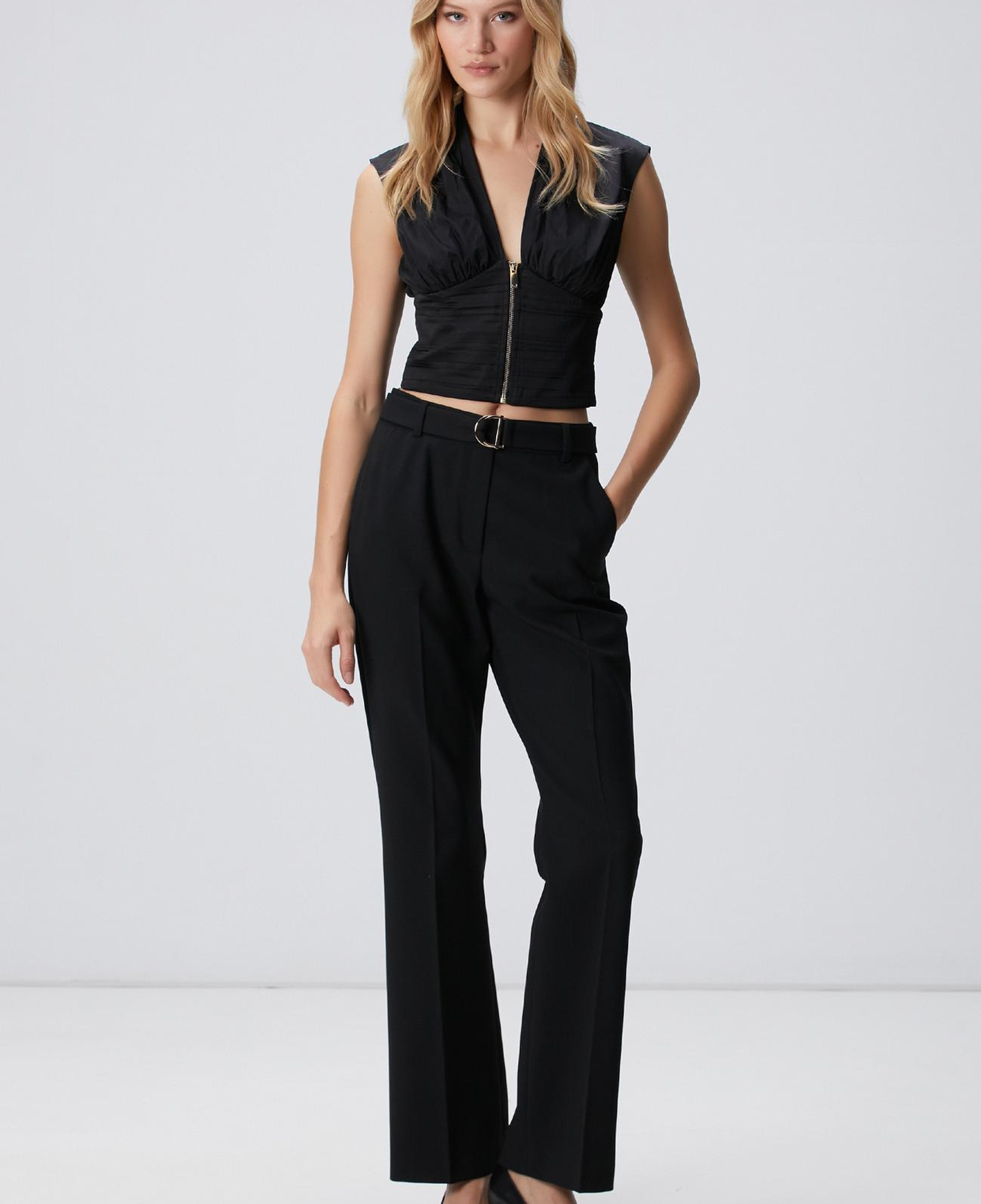 Network Kadın Siyah Tafta Bluz