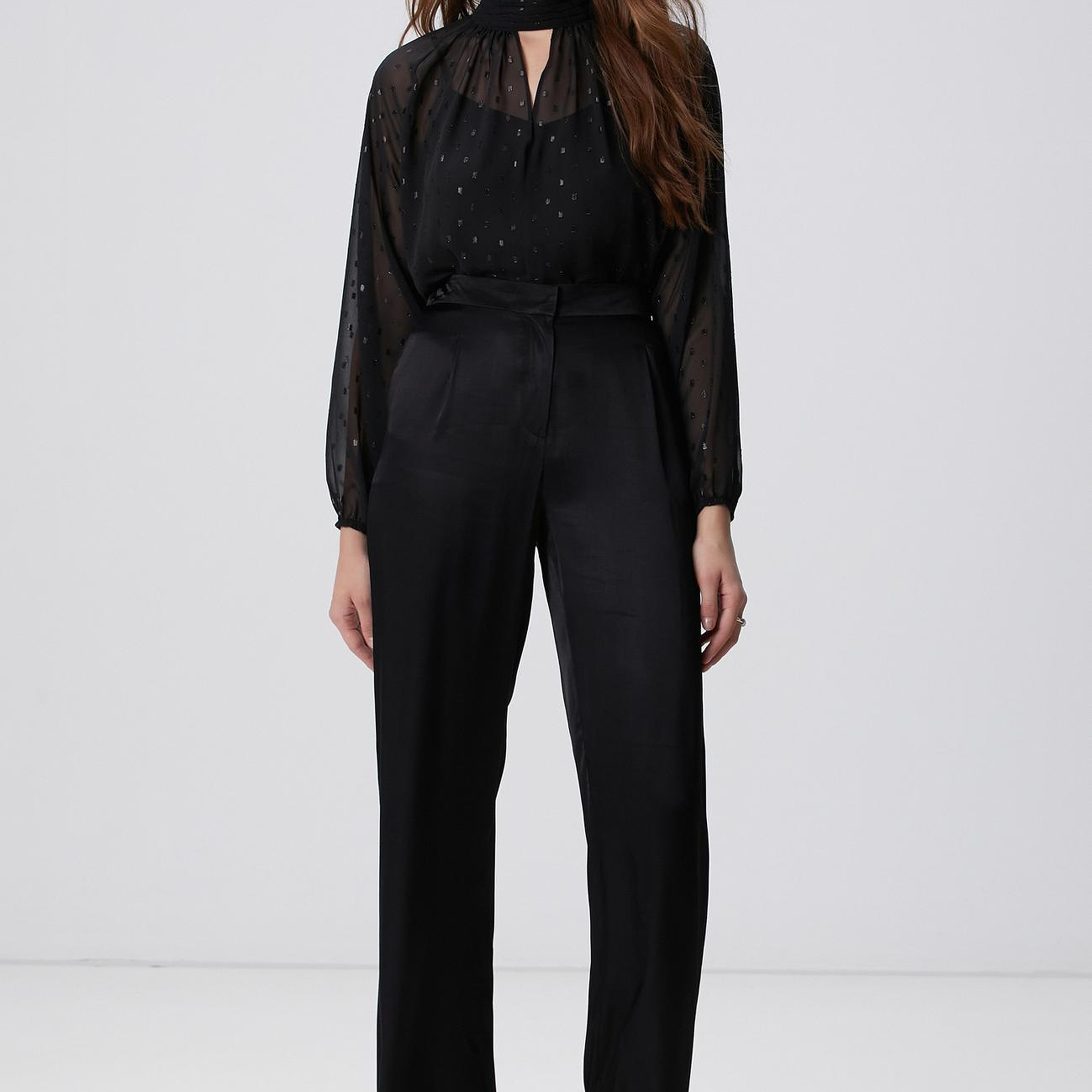 Network Kadın Siyah Desenli Bluz