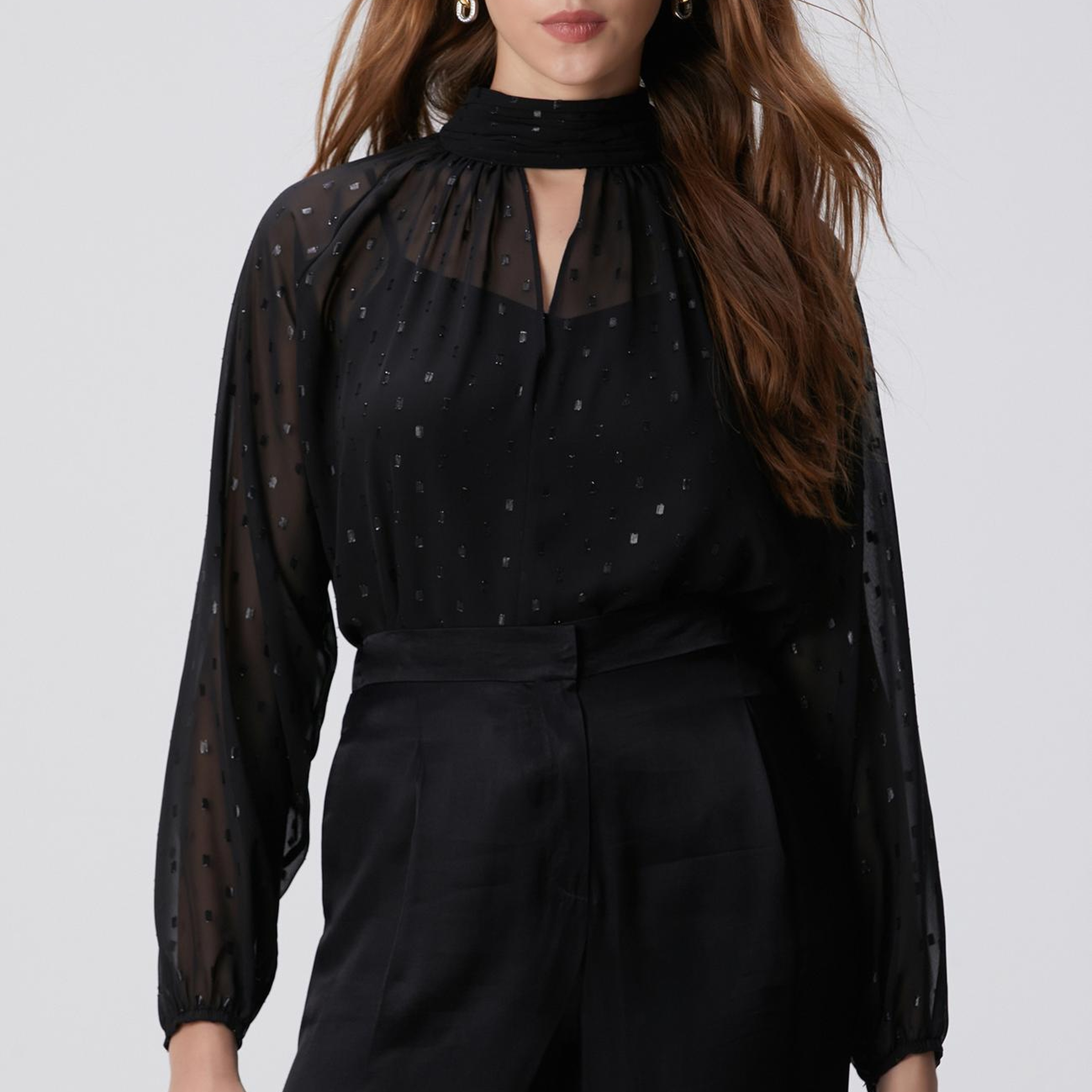 Network Kadın Siyah Desenli Bluz