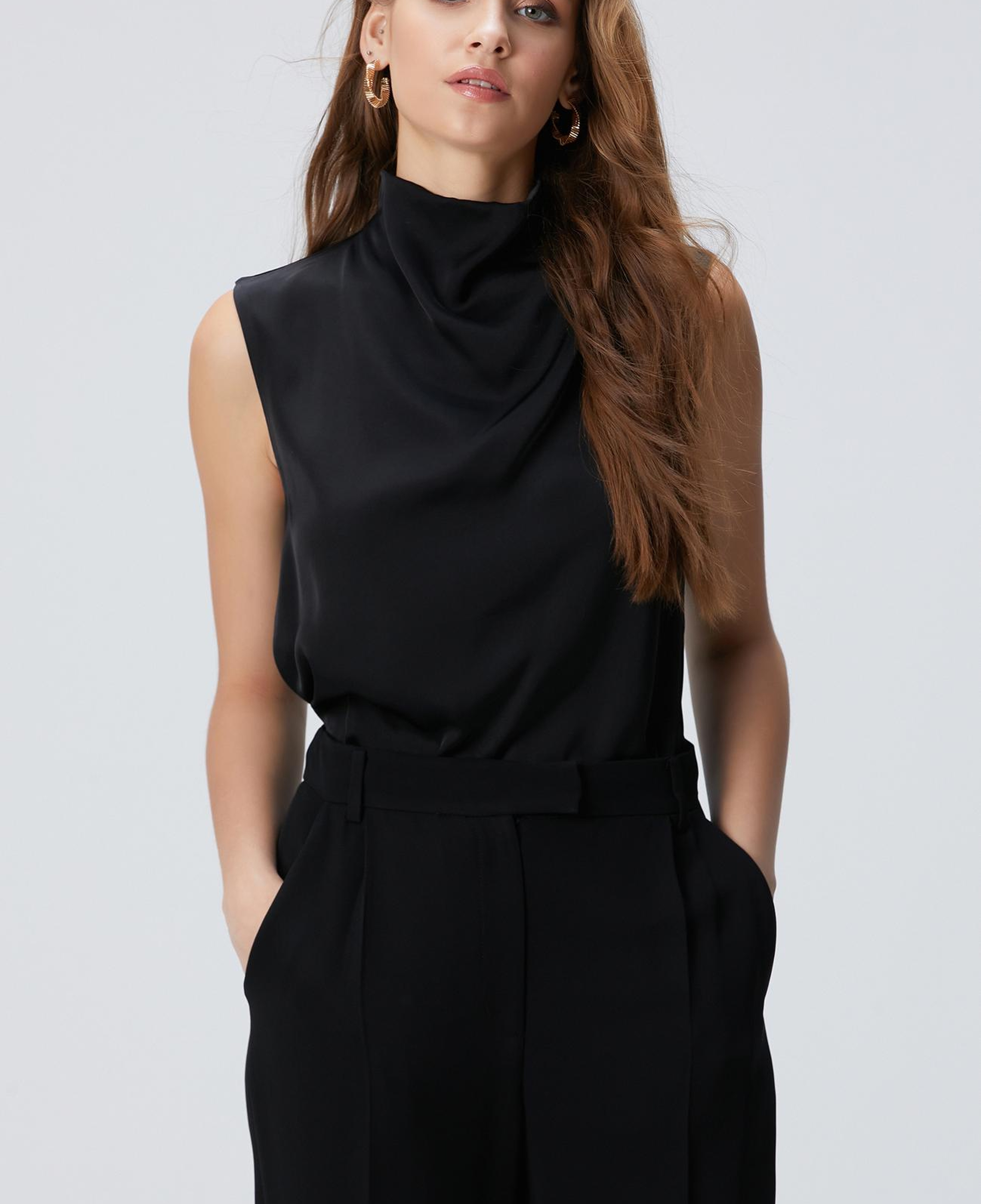 Network Kadın Siyah Degaje Yaka Bluz