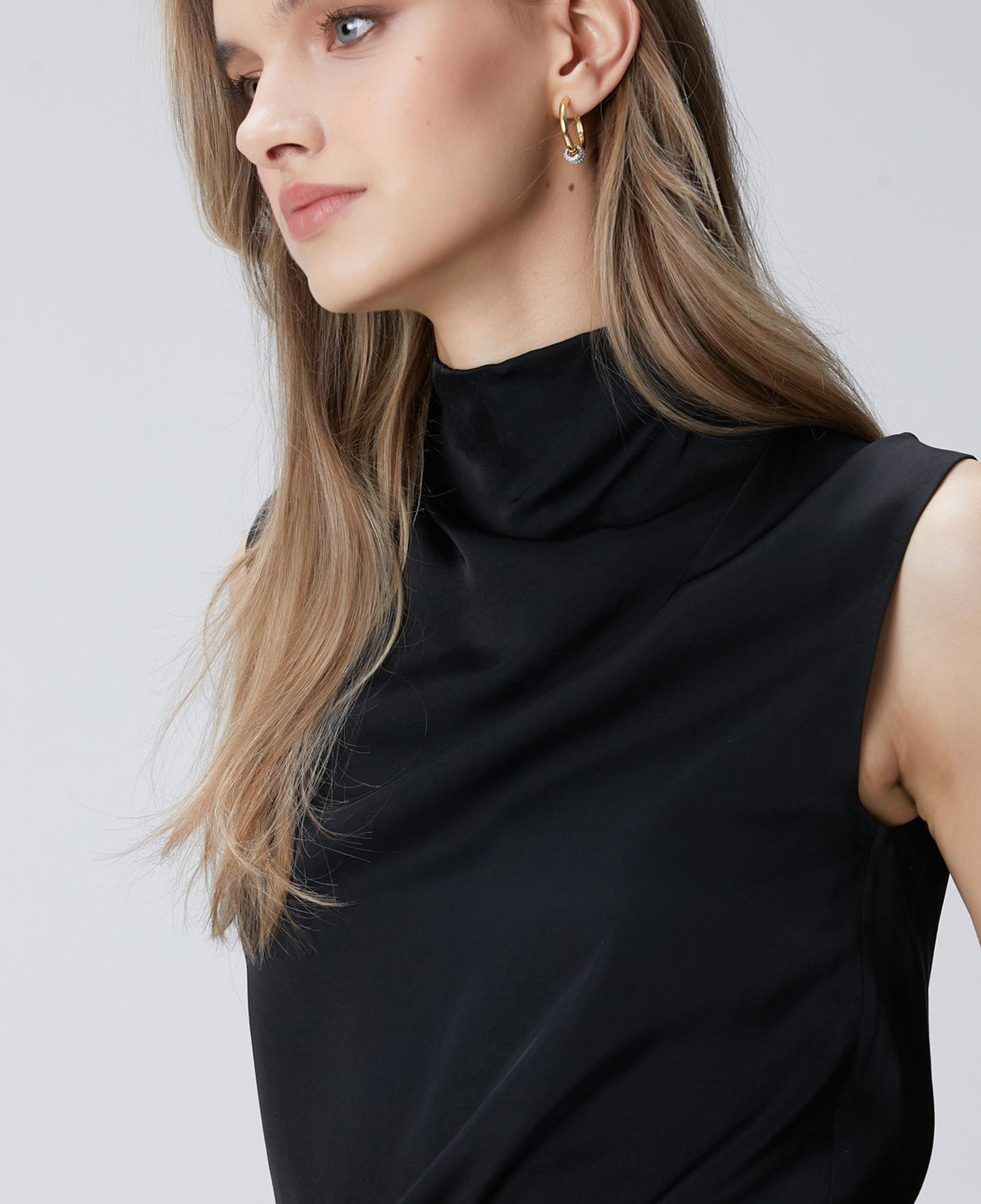 Network Kadın Siyah Degaje Yaka Bluz