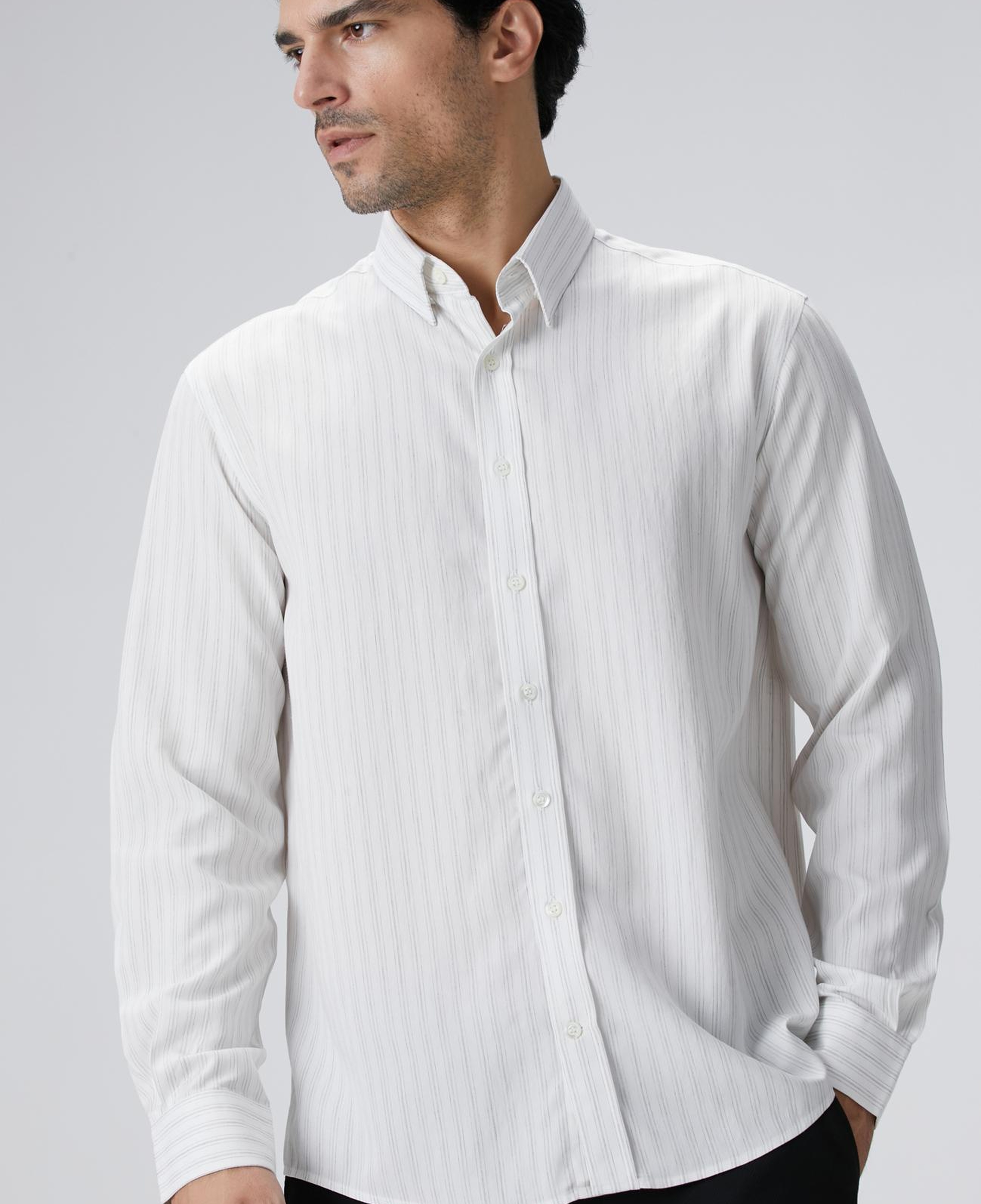 Network Erkek Beyaz Çizgili Gömlek