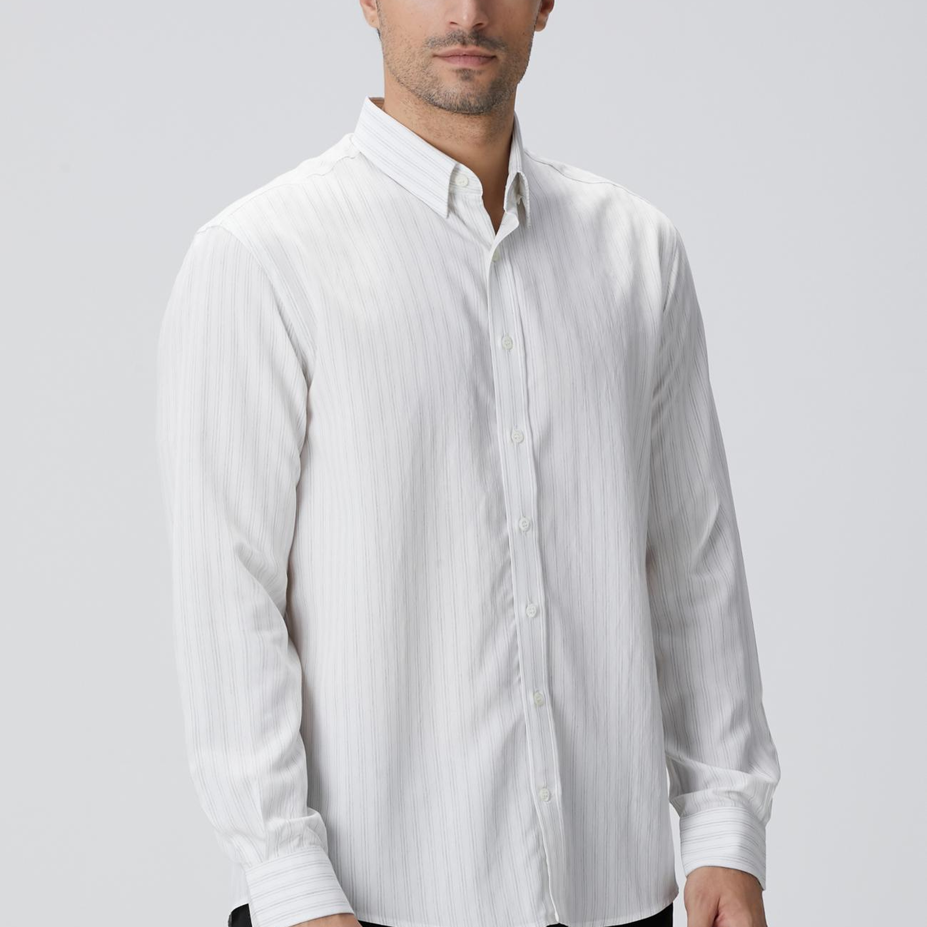 Network Erkek Beyaz Çizgili Gömlek